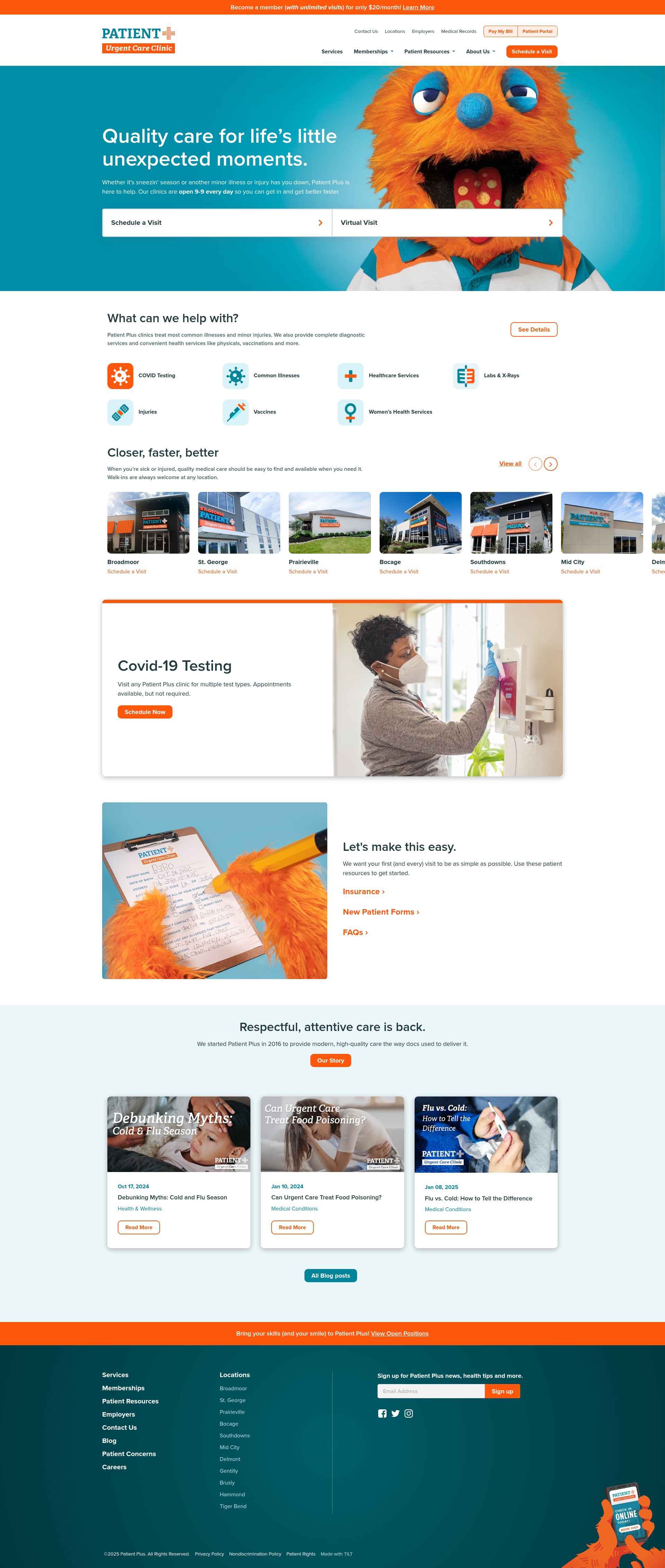 Screenshot of patientplusuc.com