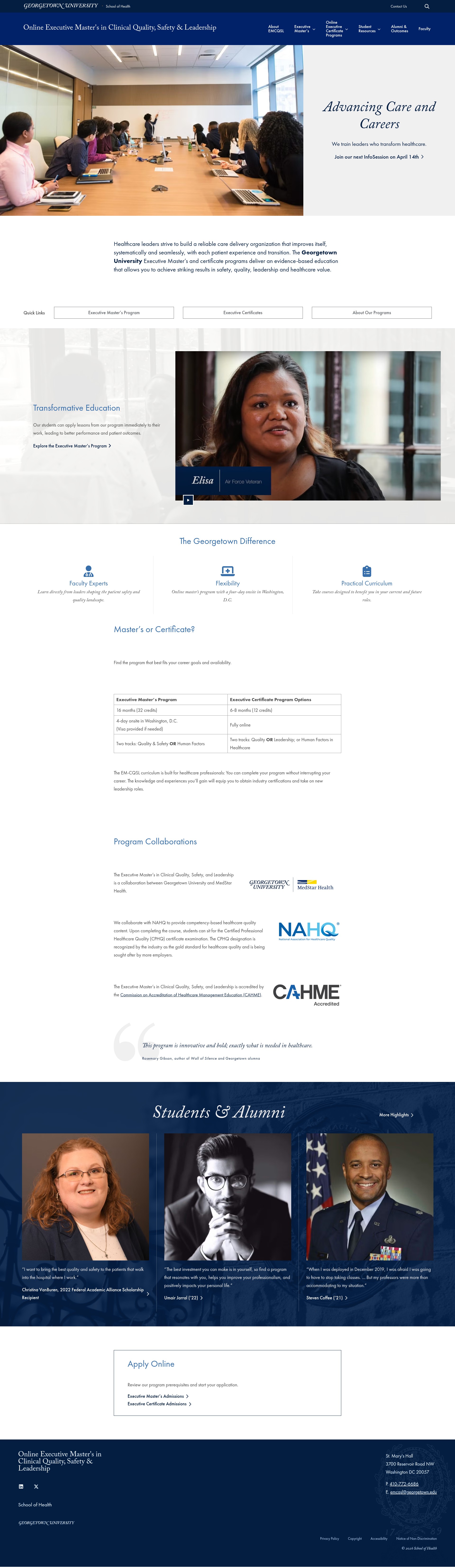 Screenshot of patientsafetymasters.georgetown.edu