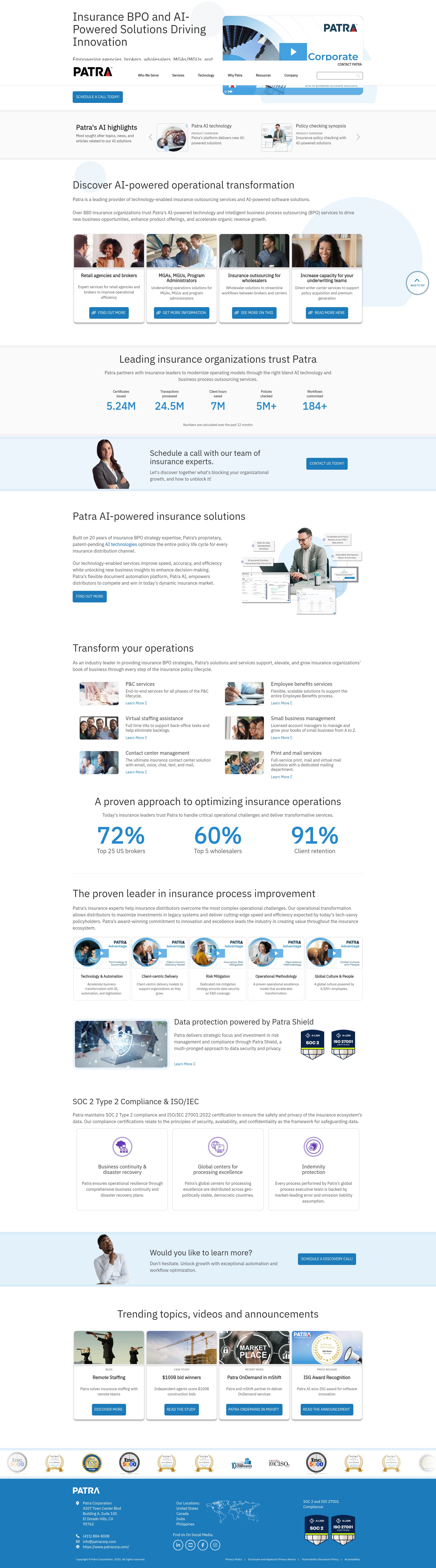 Screenshot of patracorp.com