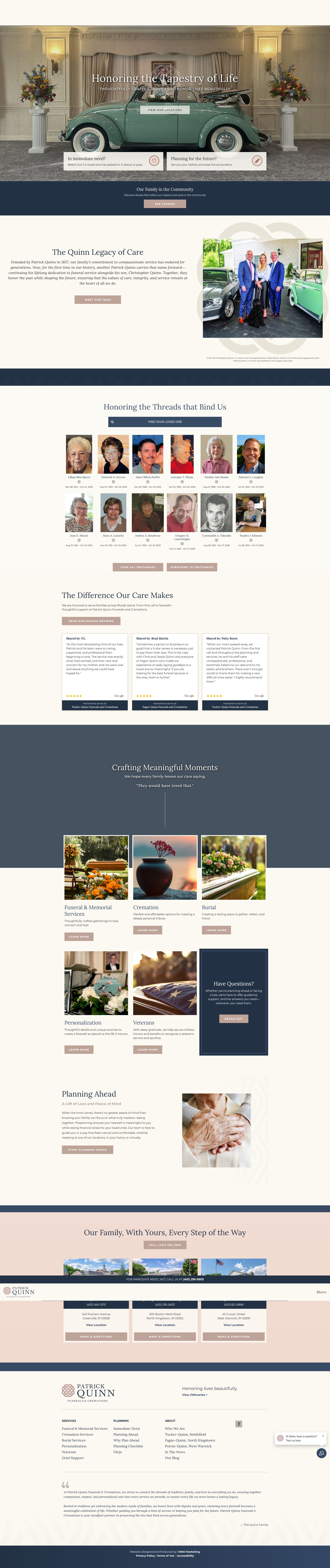 Screenshot of patrickquinnfuneralsandcremations.com