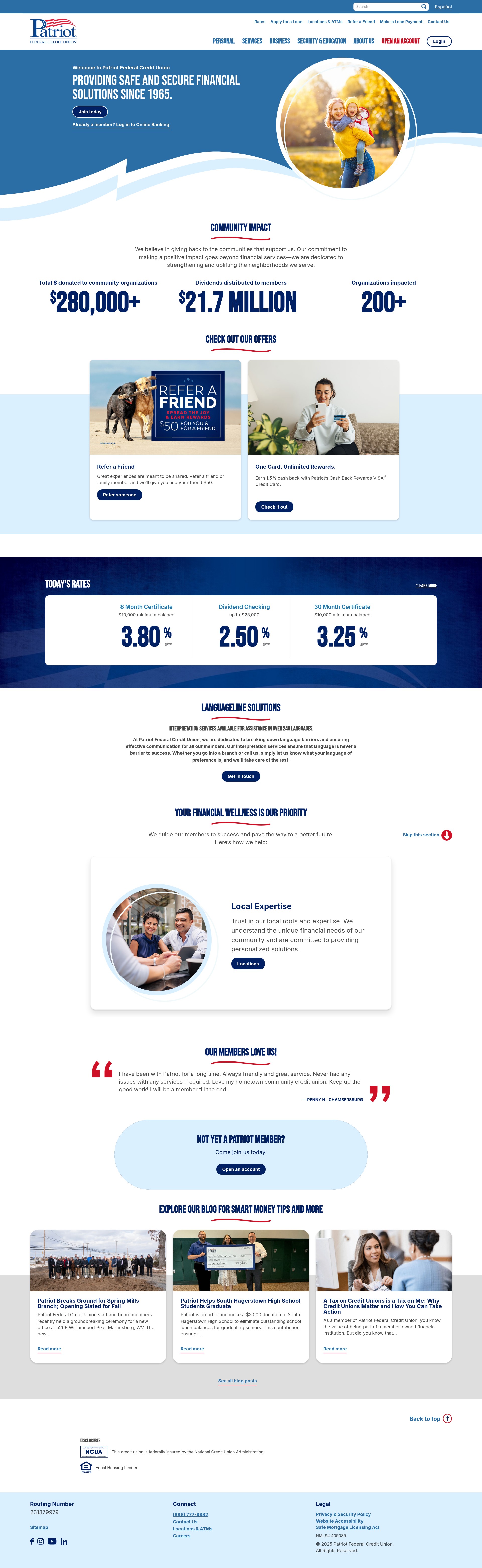 Screenshot of patriotfcu.org