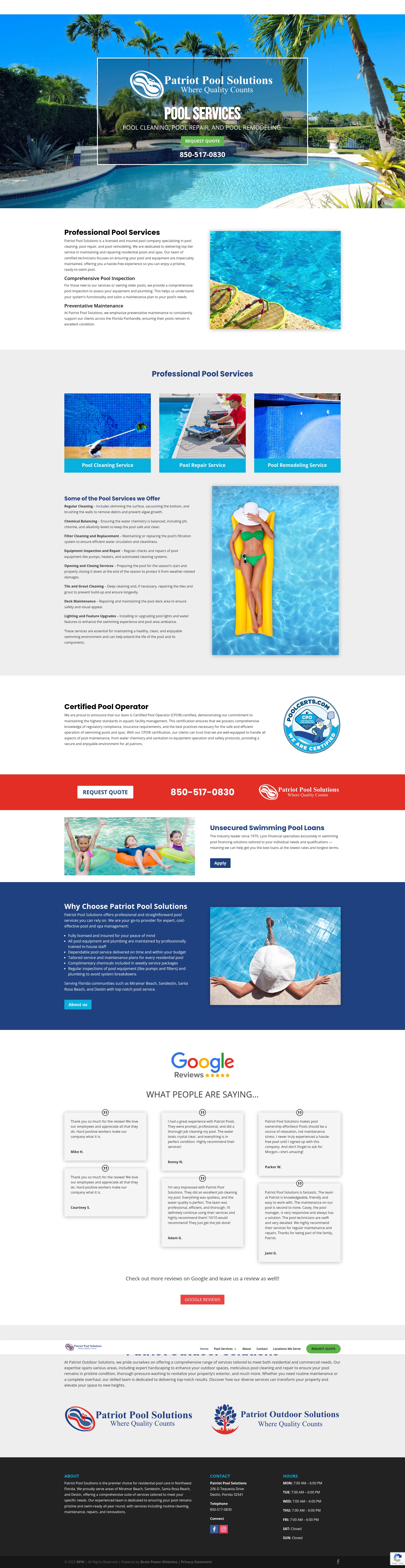 Screenshot of patriotpoolsolutions.com