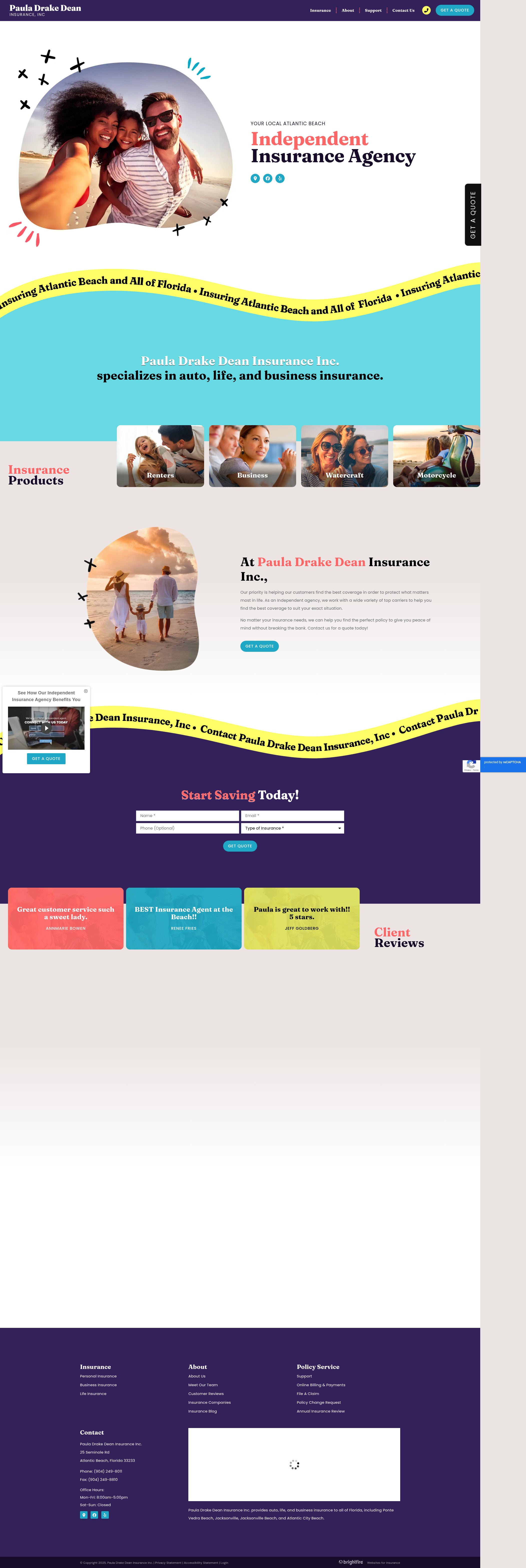 Screenshot of pauladrakedeaninsurance.com