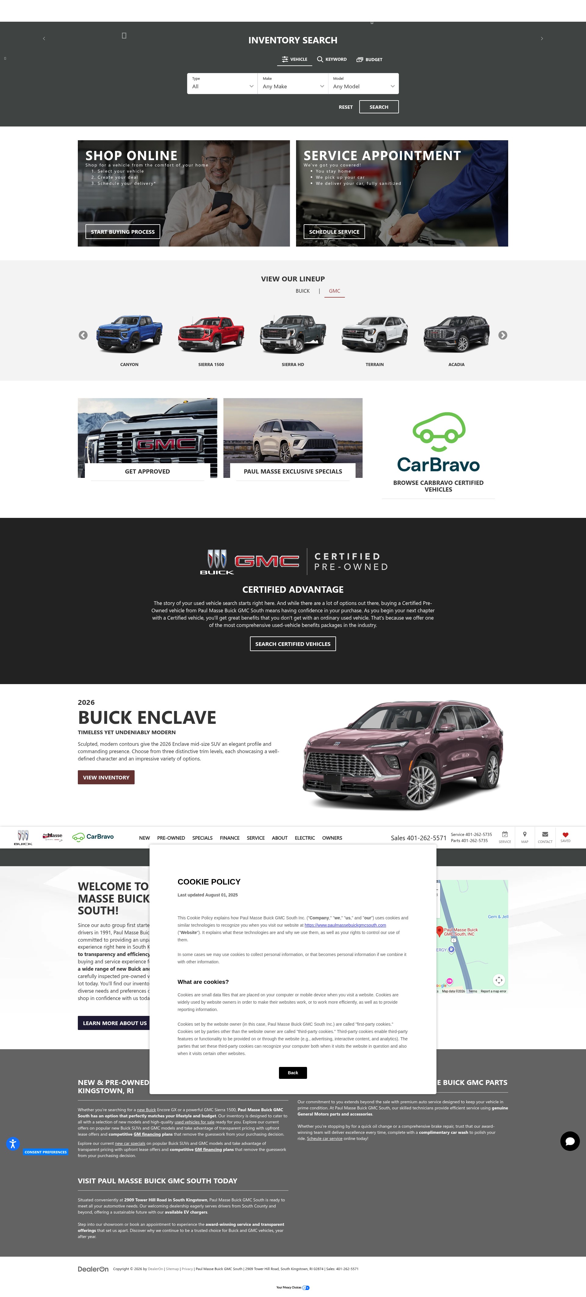 Screenshot of paulmassebuickgmcsouth.com
