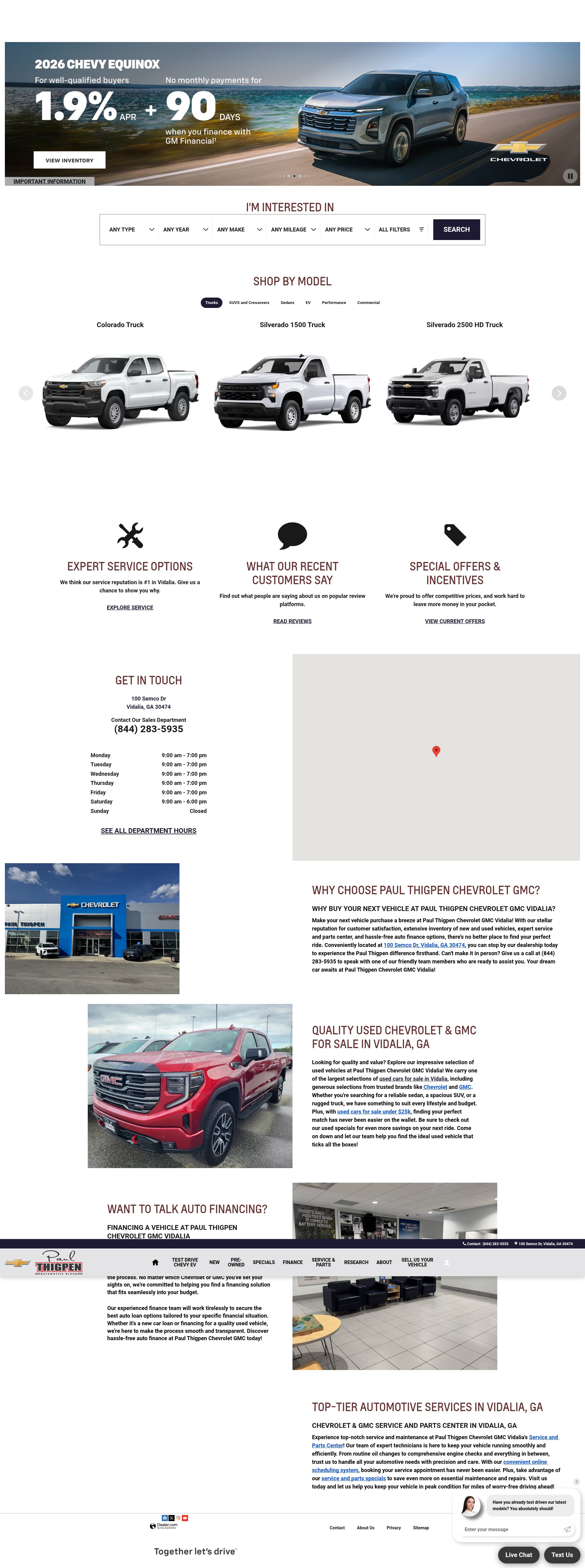 Screenshot of paulthigpenchevy.com