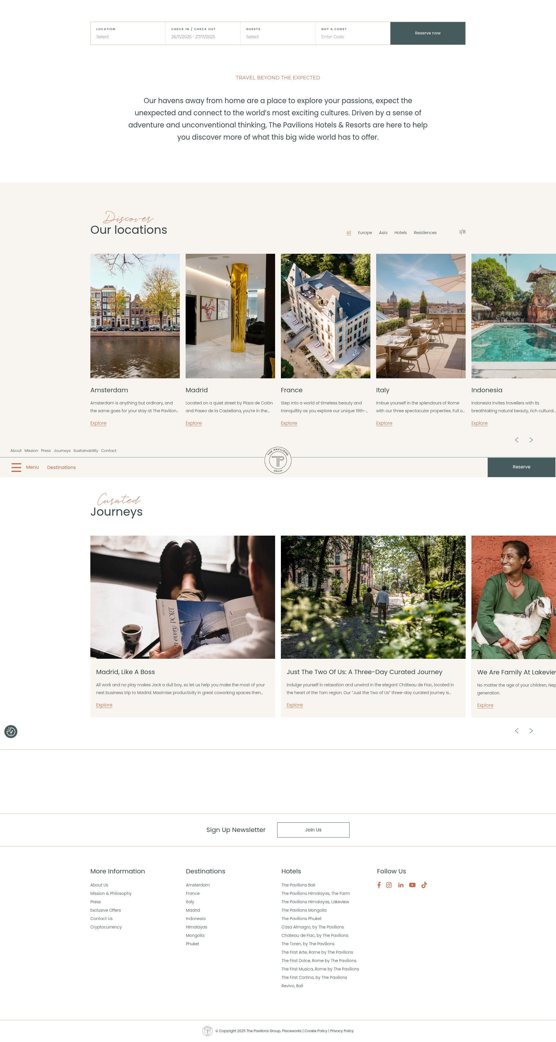 Screenshot of pavilionshotels.com
