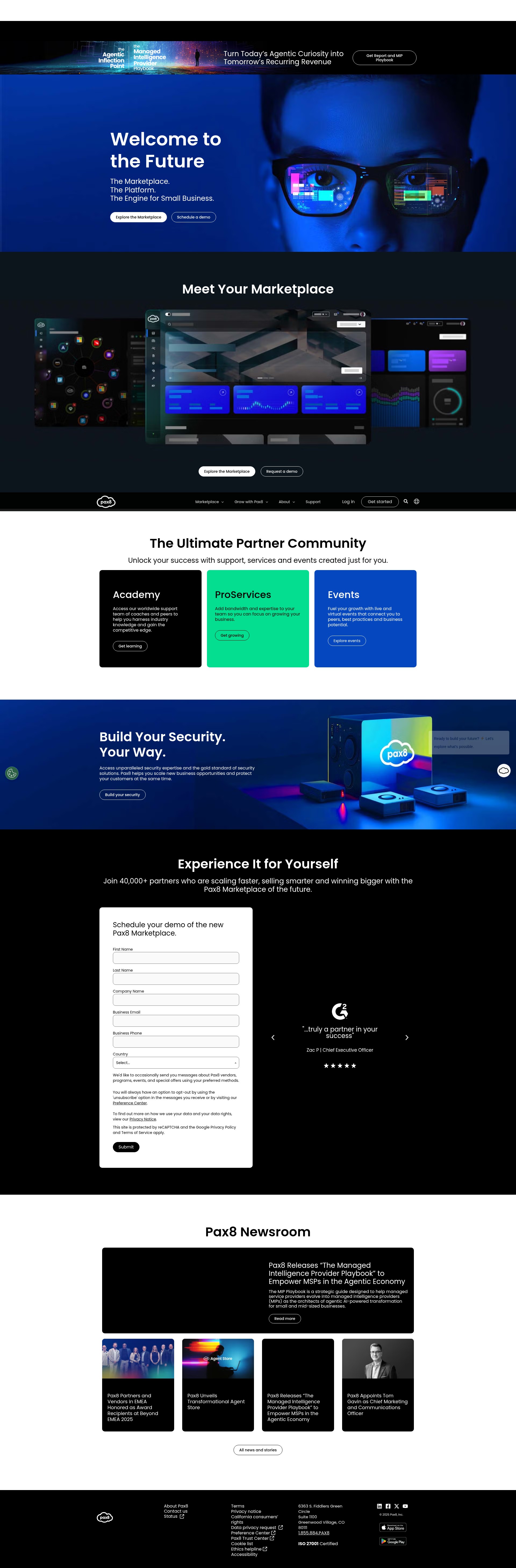 Screenshot of pax8.com