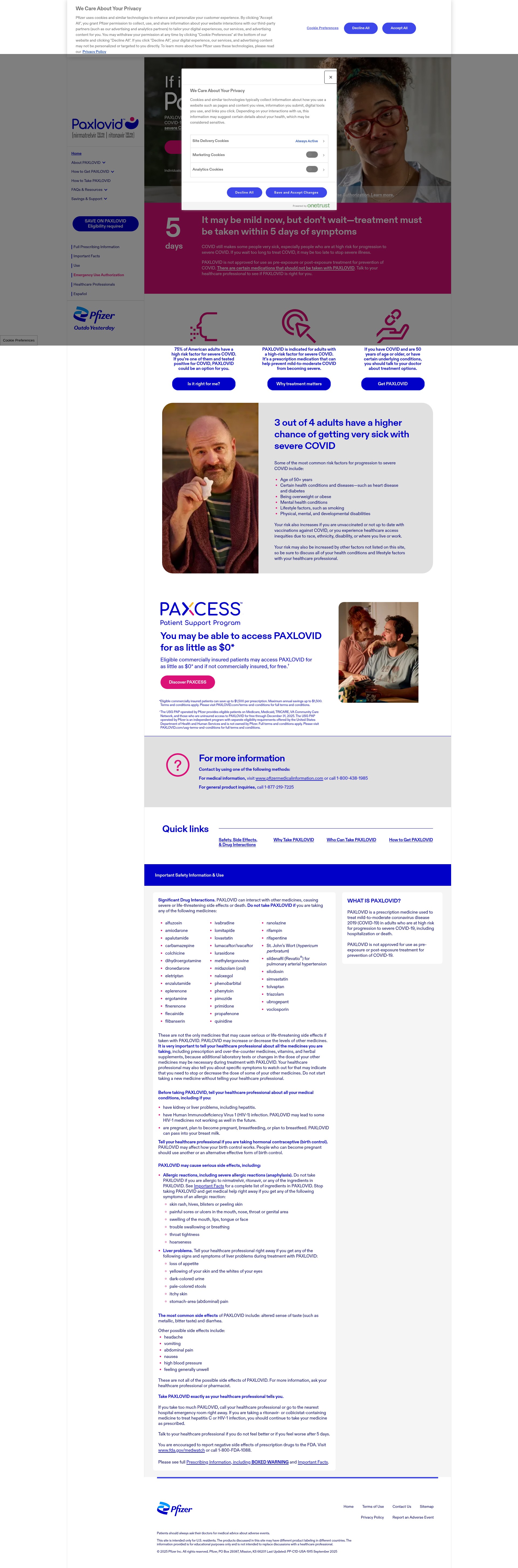 Screenshot of paxlovid.com