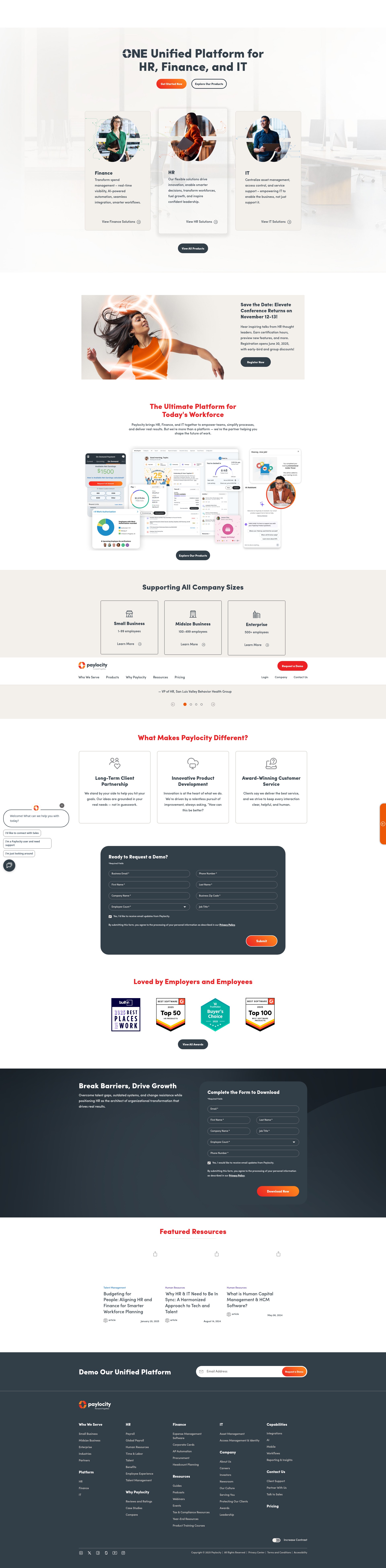 Screenshot of paylocity.com