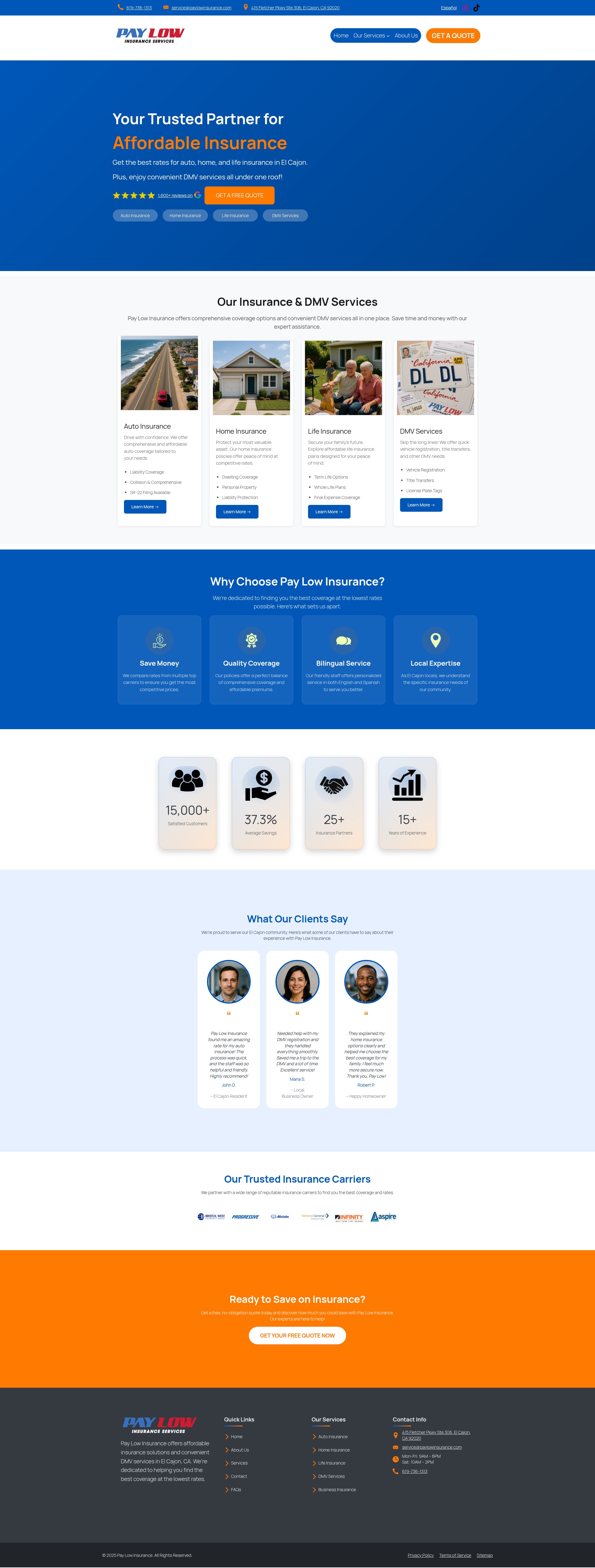 Screenshot of paylowinsurance.com