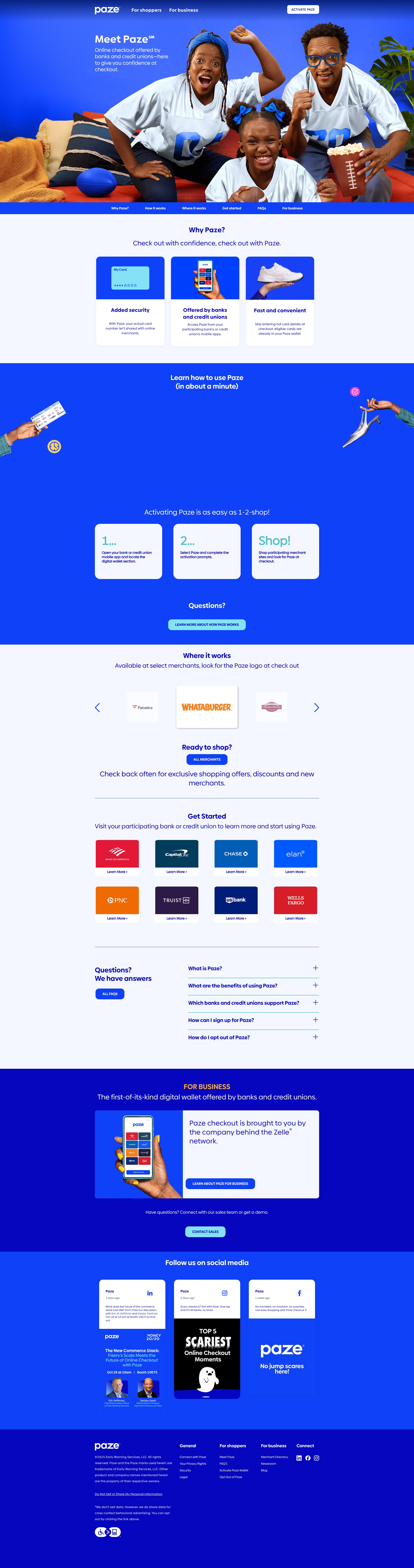 Screenshot of paze.com