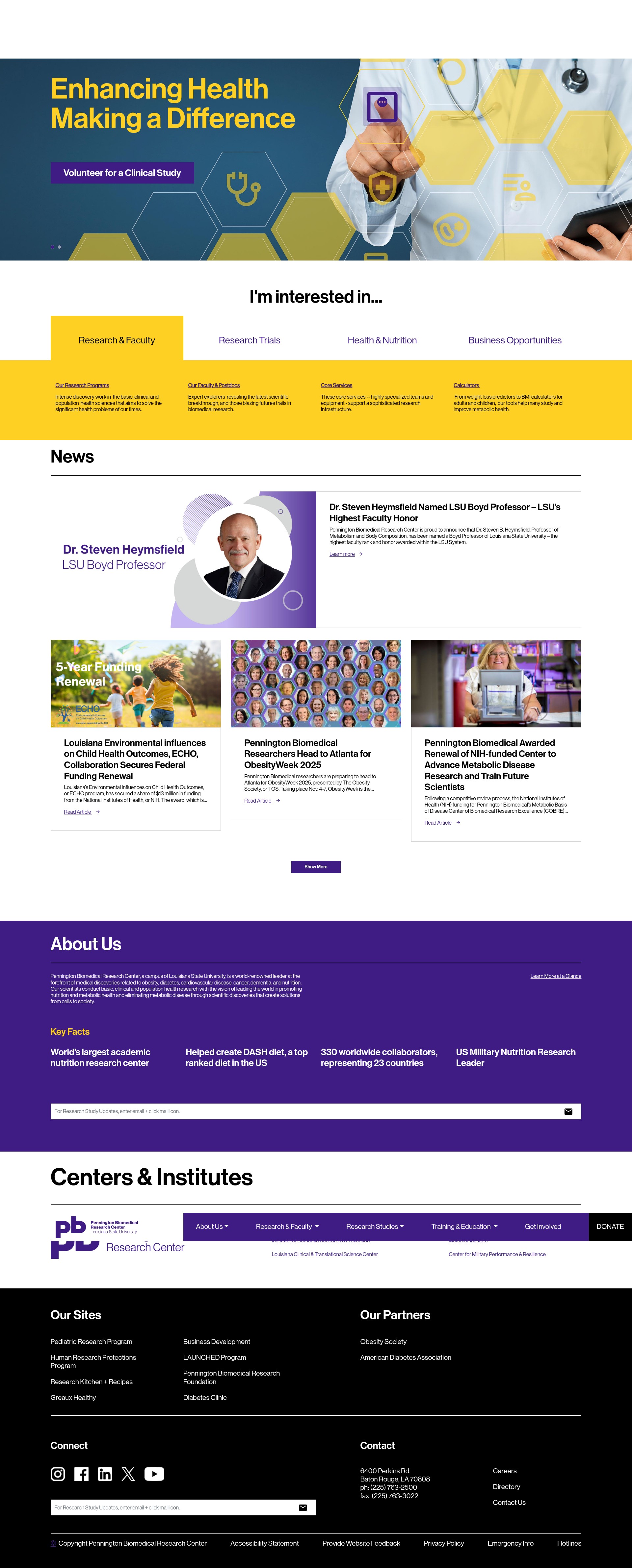 Screenshot of pbrc.edu