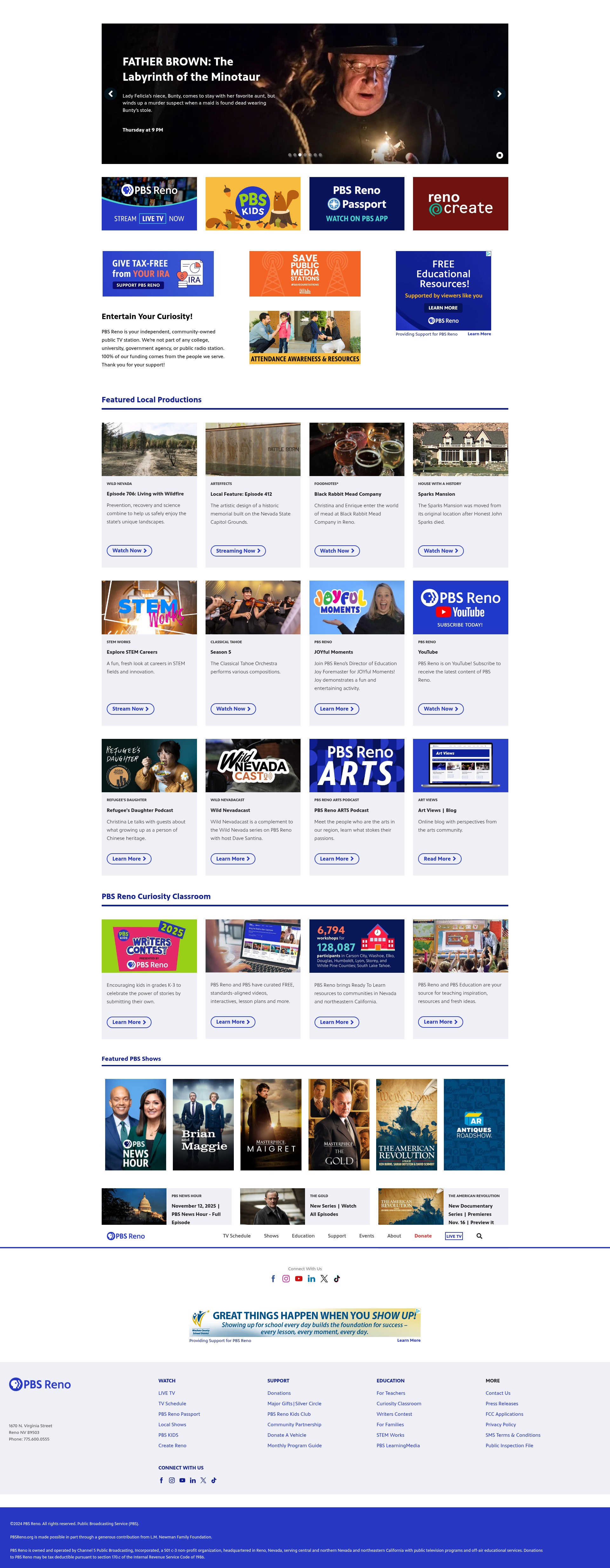 Screenshot of pbsreno.org