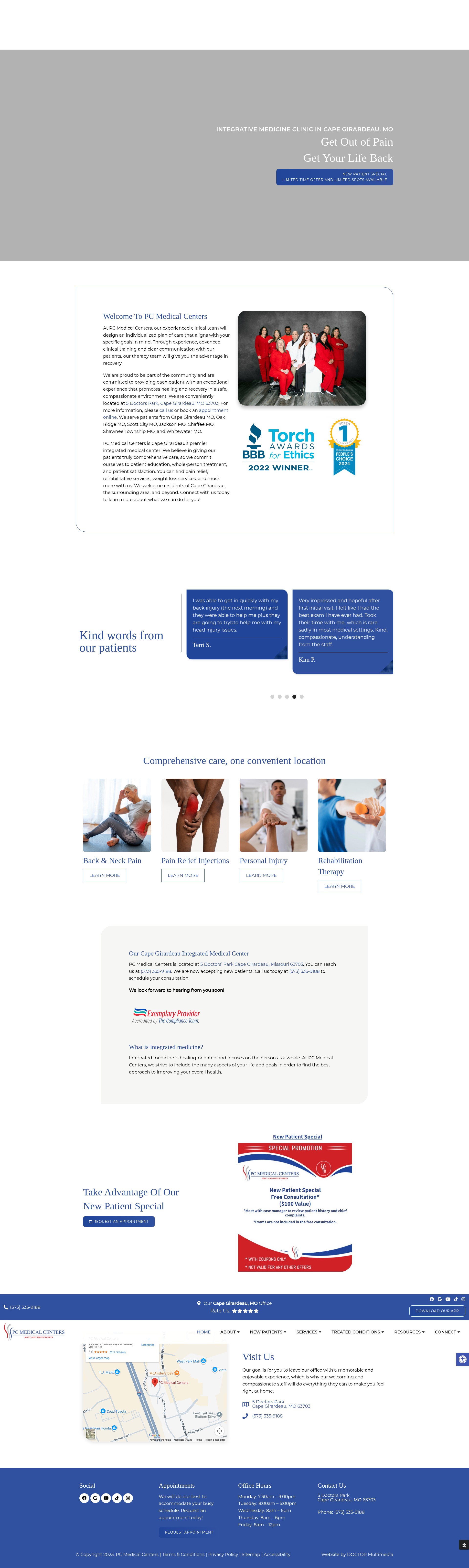Screenshot of pcmedicalcenters.com