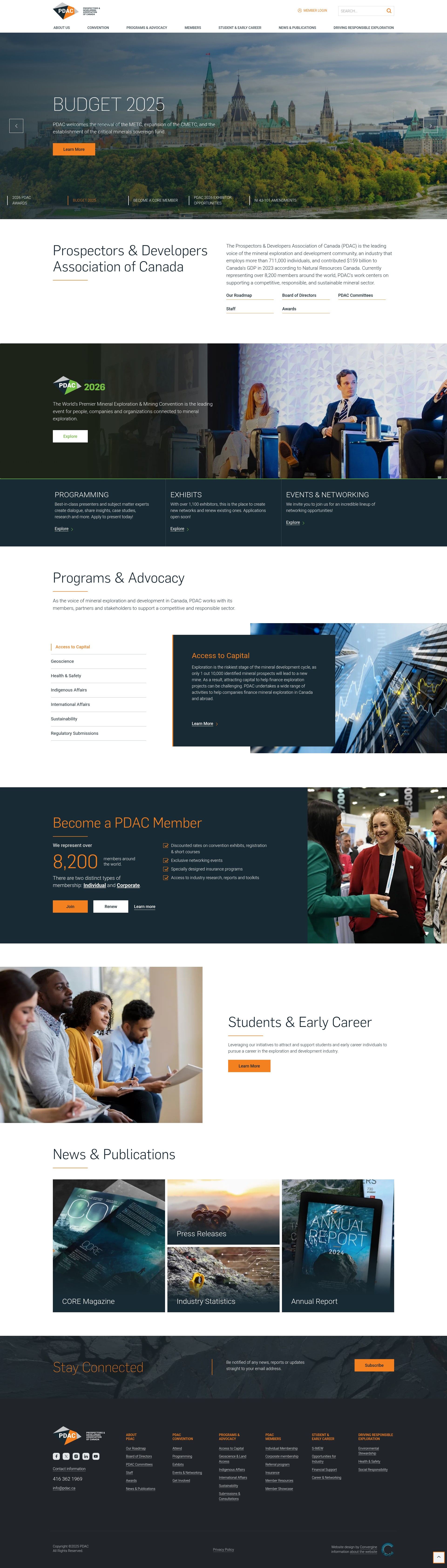 Screenshot of pdac.ca