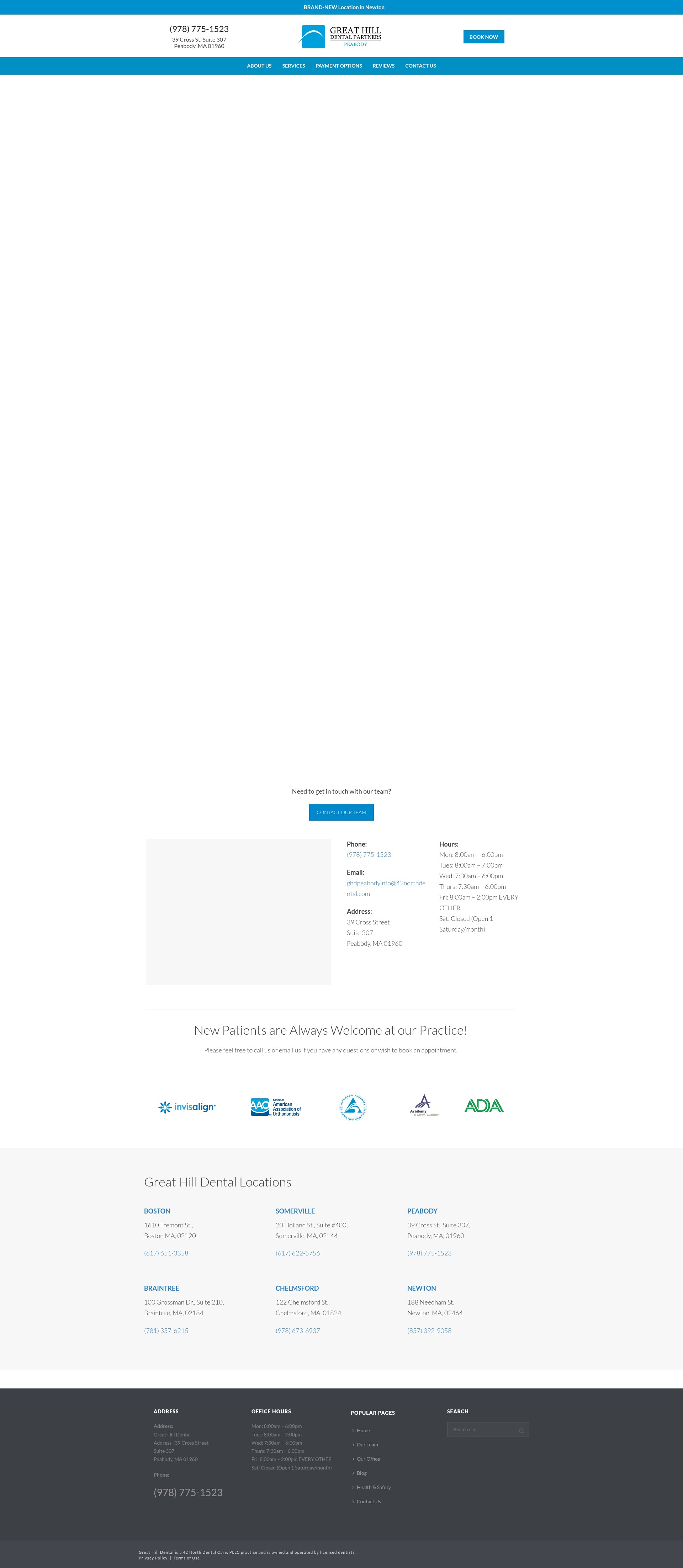 Screenshot of peabody.greathilldental.com