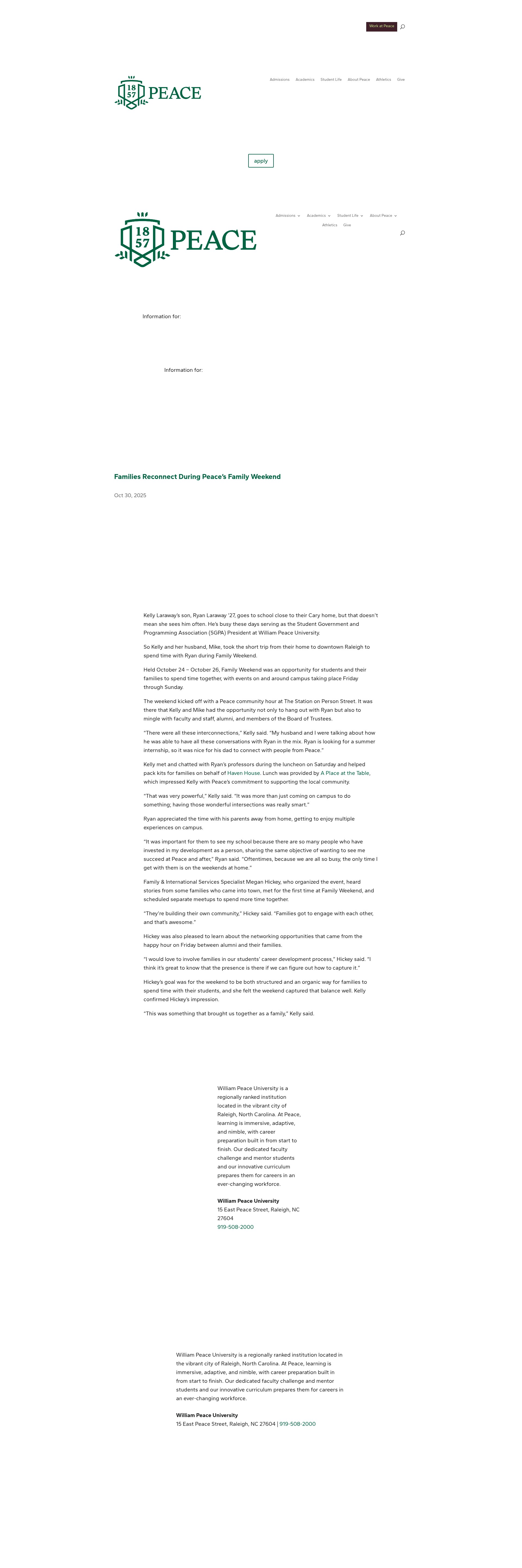 Screenshot of peace.edu