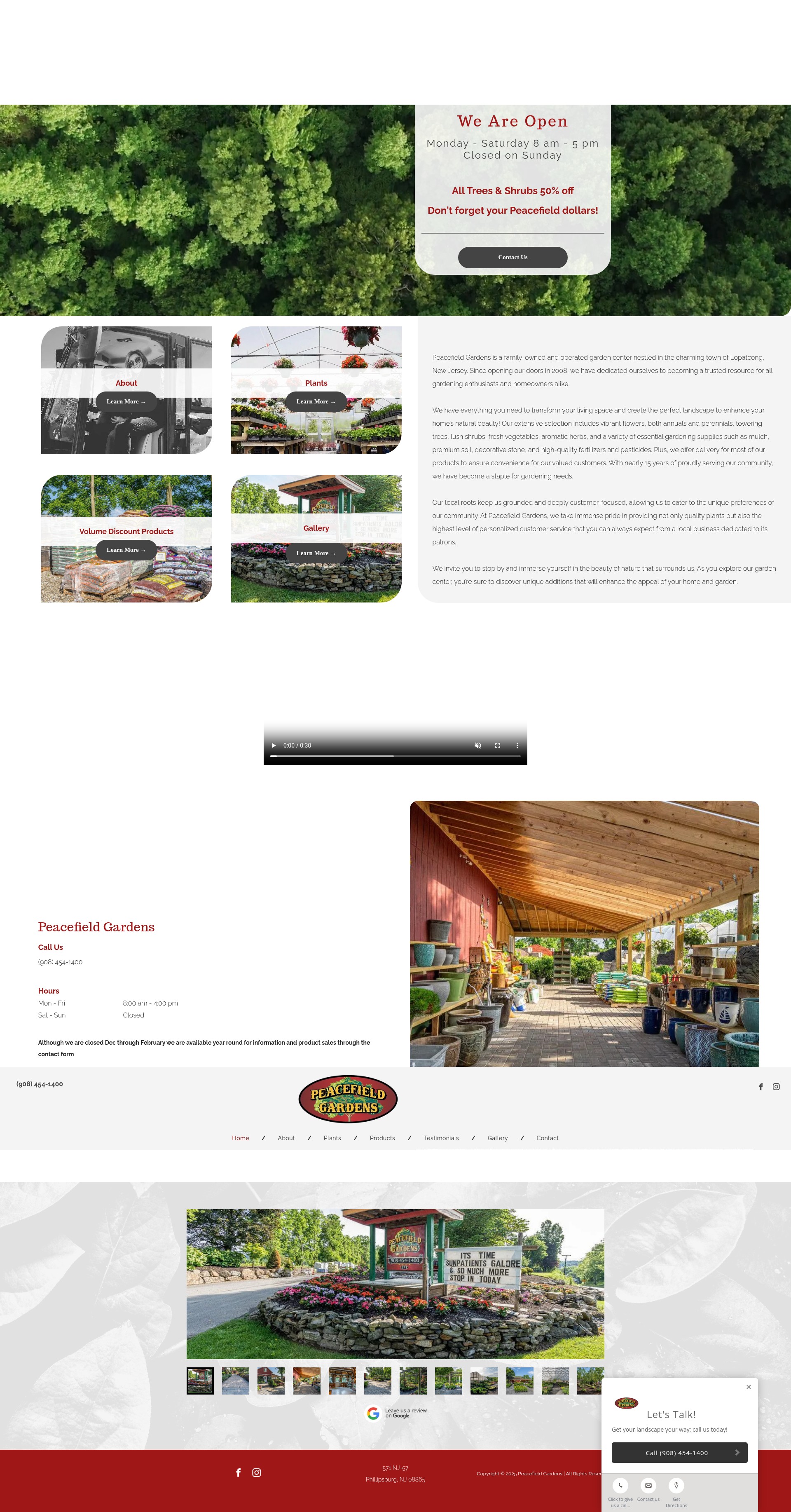 Screenshot of peacefieldgardens.com