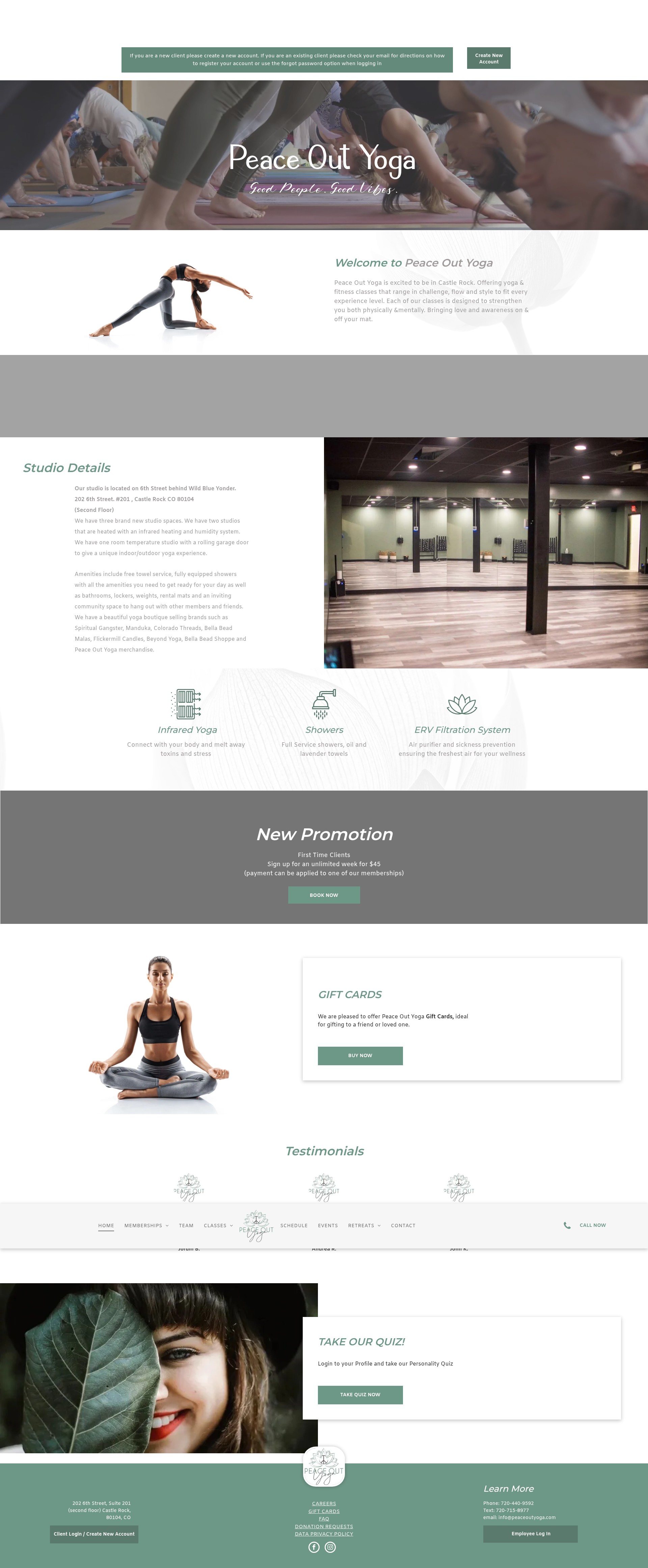 Screenshot of peaceoutyoga.com