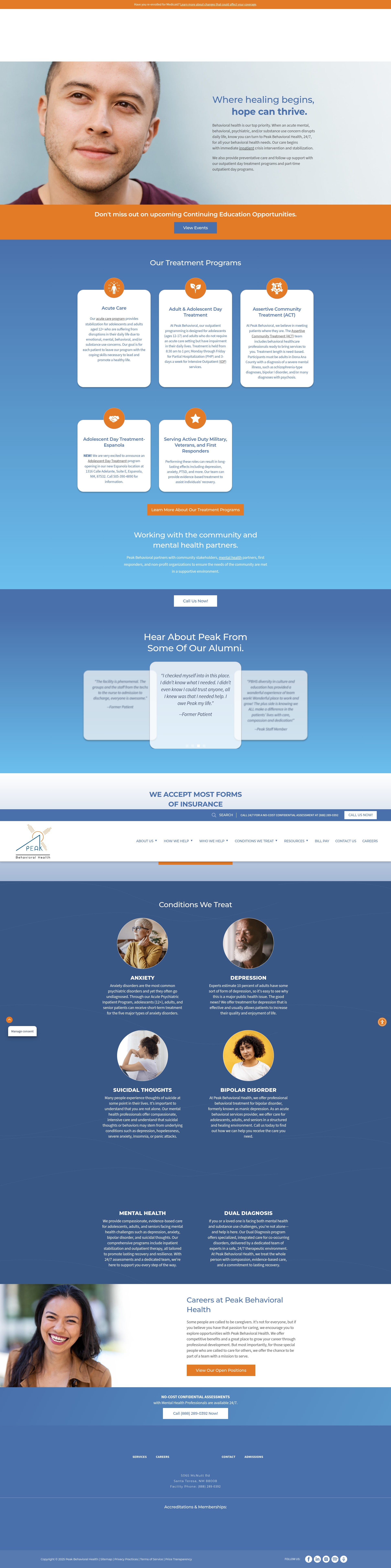 Screenshot of peakbehavioral.com