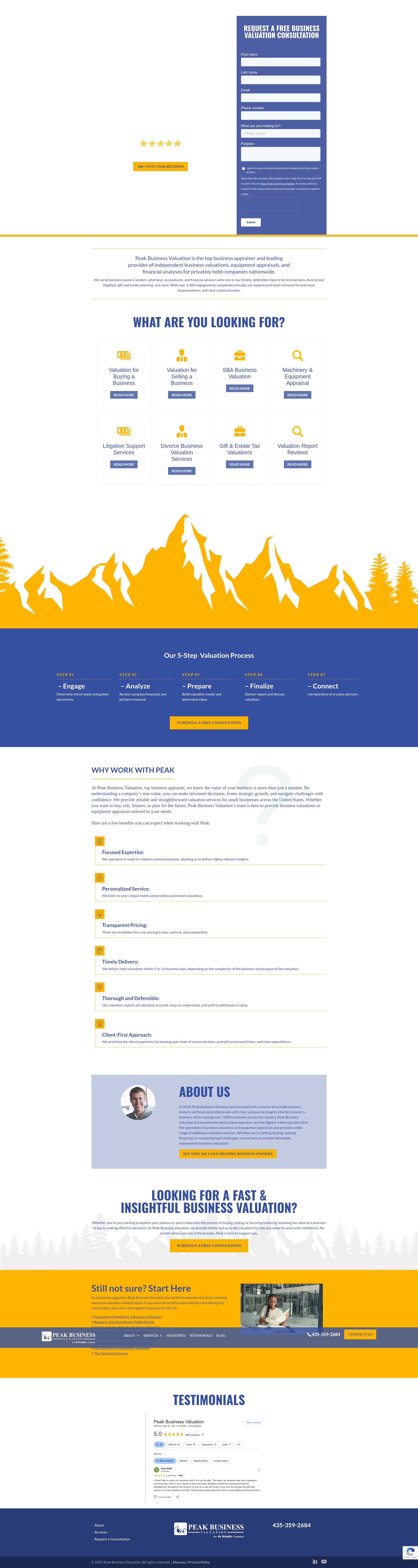 Screenshot of peakbusinessvaluation.com