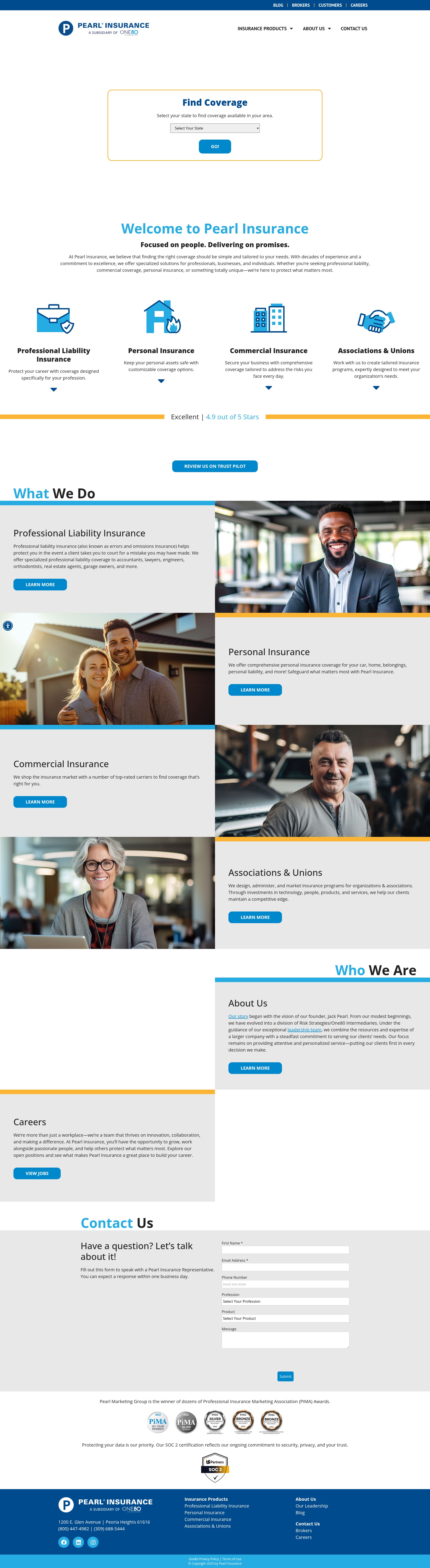 Screenshot of pearlinsurance.com