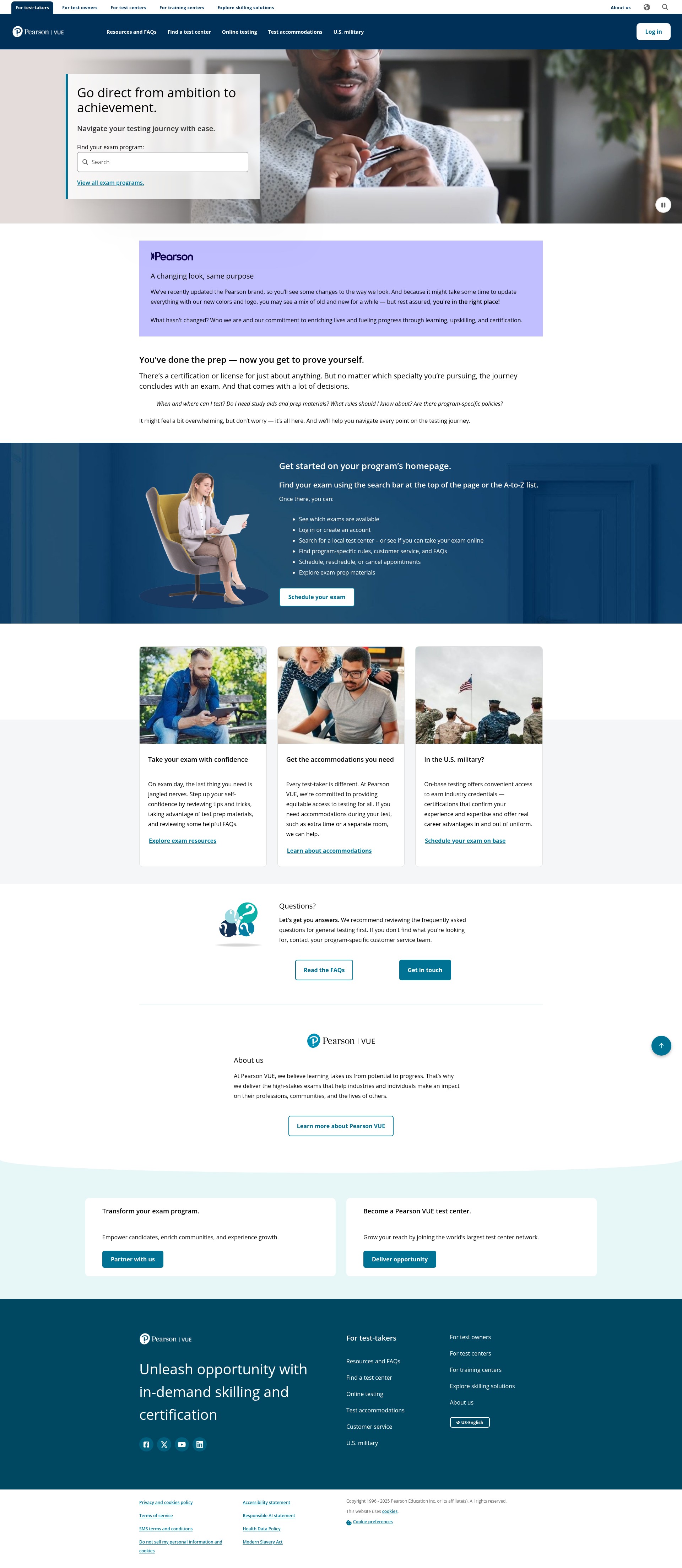 Screenshot of pearsonvue.com