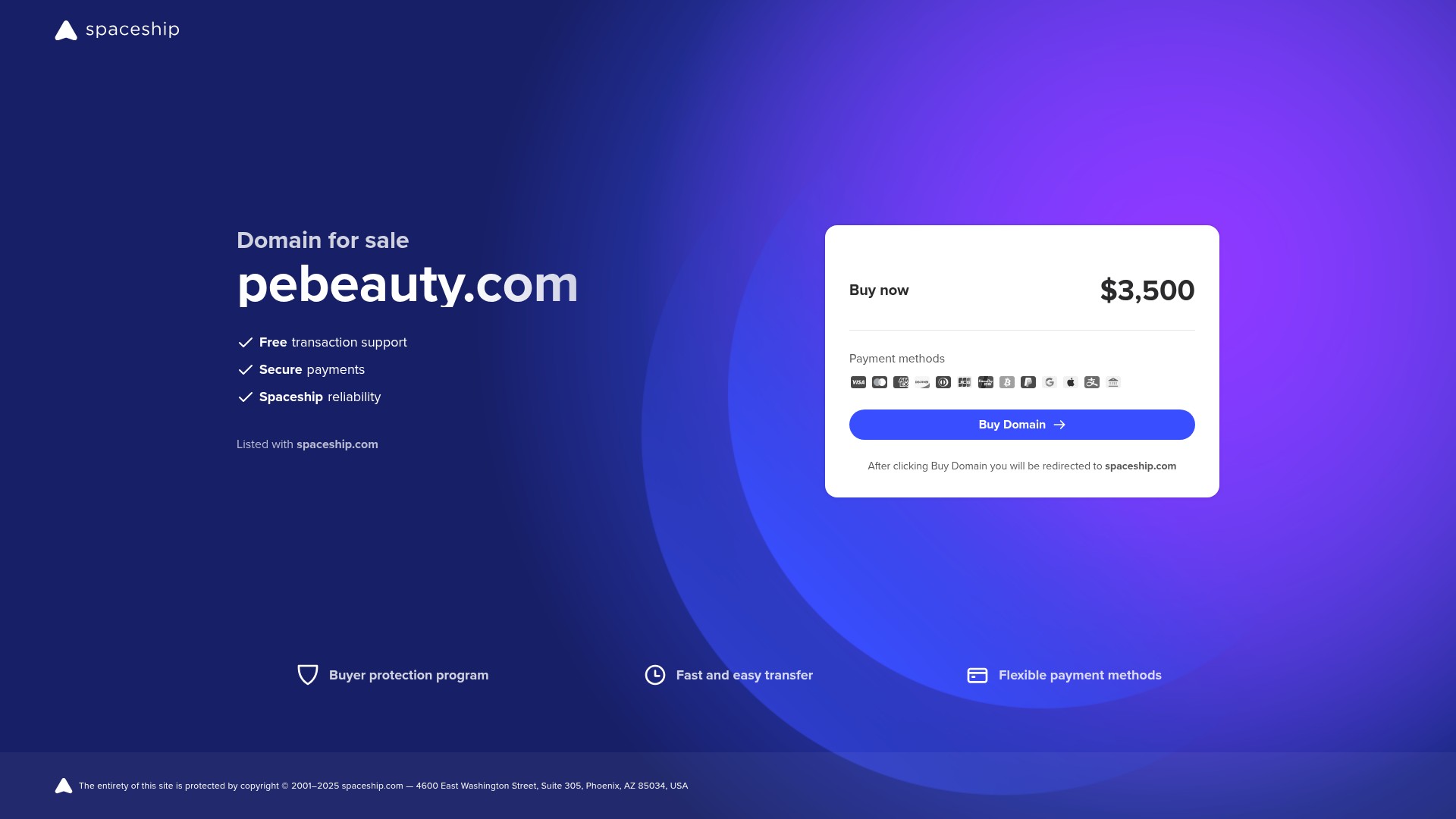 Screenshot of pebeauty.com