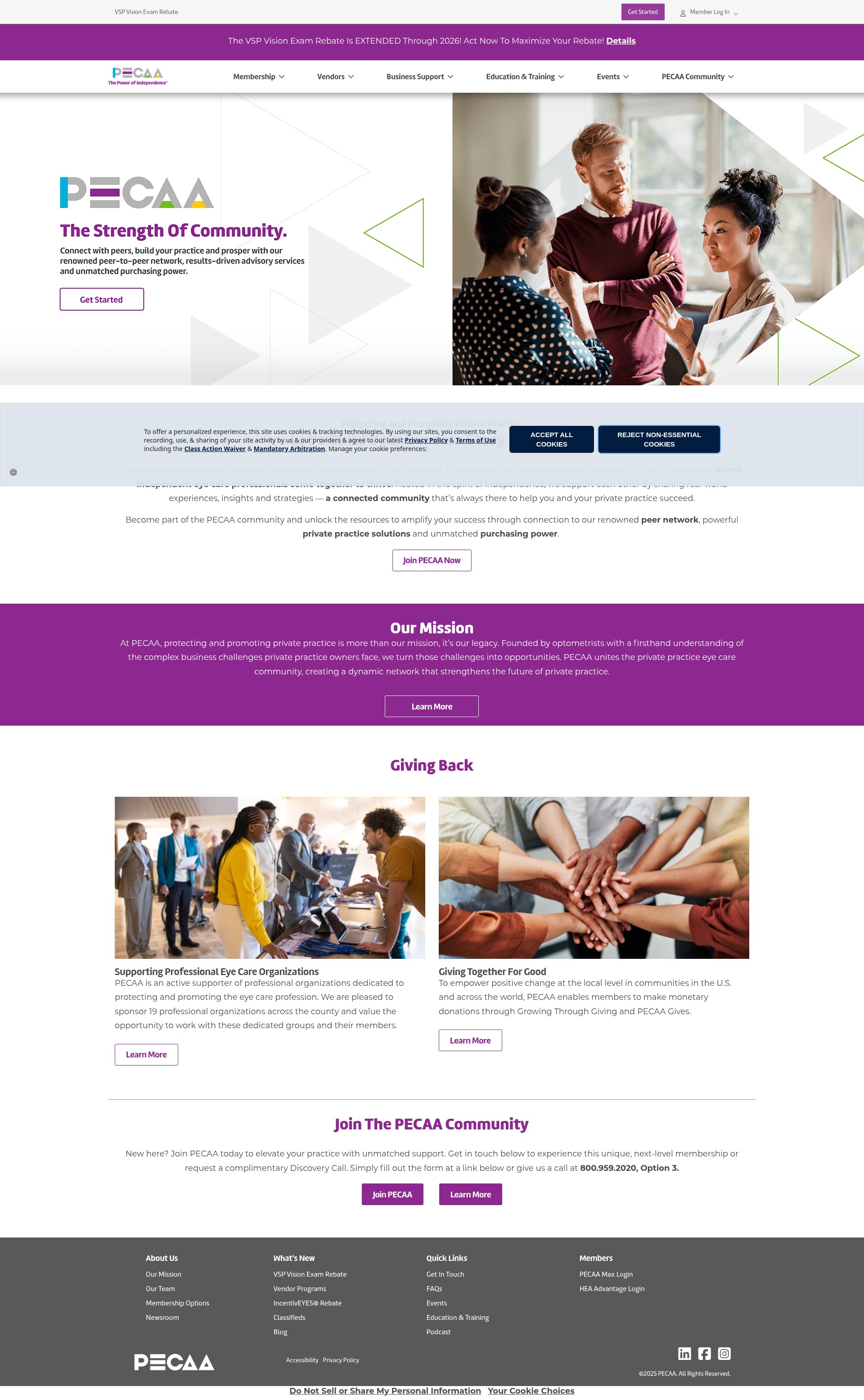 Screenshot of pecaa.com