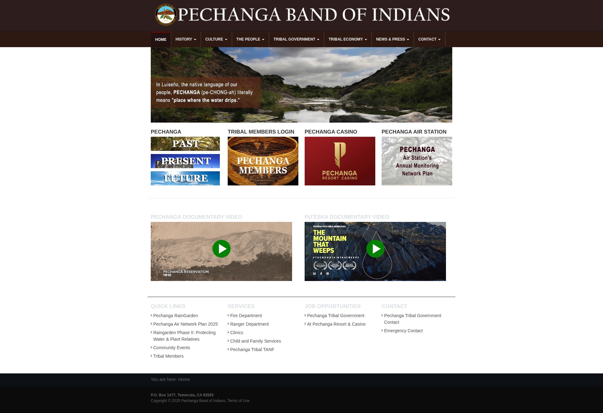 Screenshot of pechanga-nsn.gov