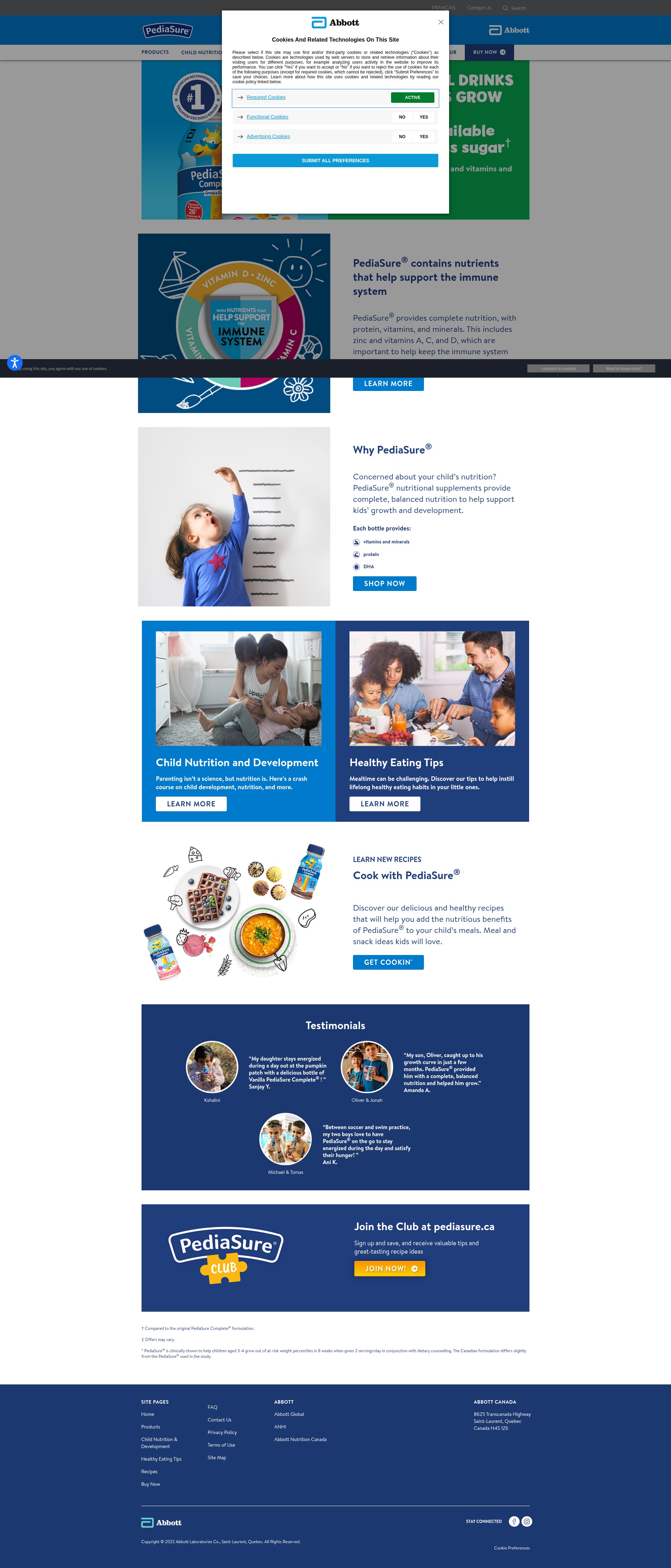 Screenshot of pediasure.ca