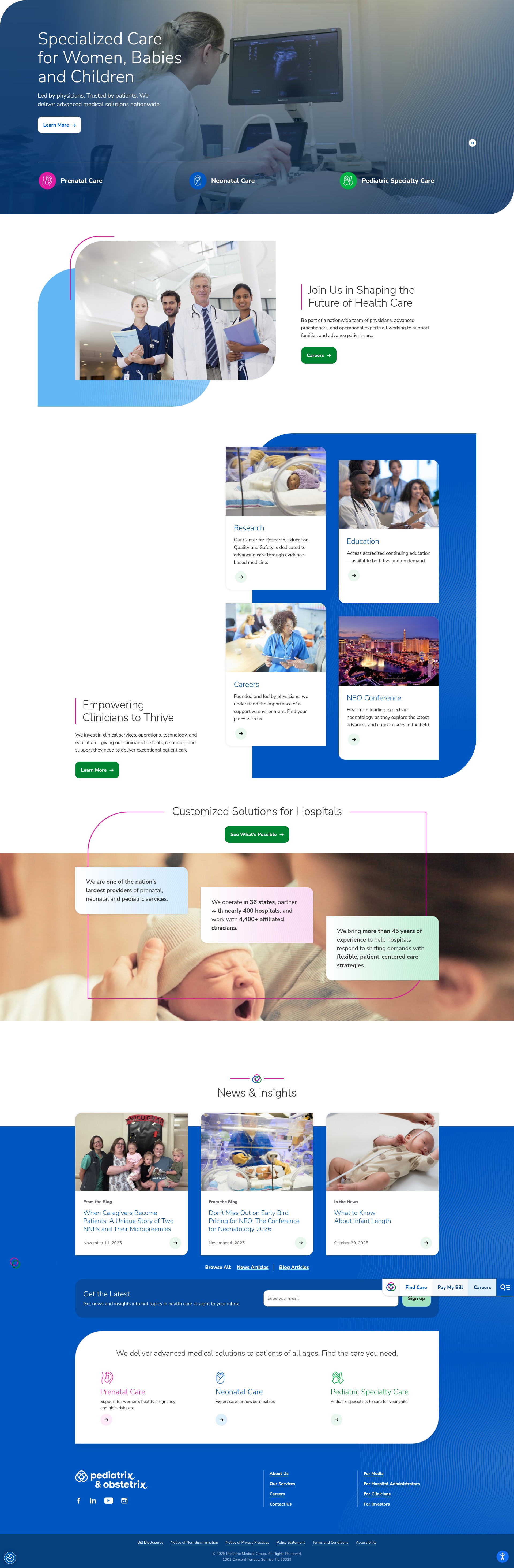 Screenshot of pediatrix.com