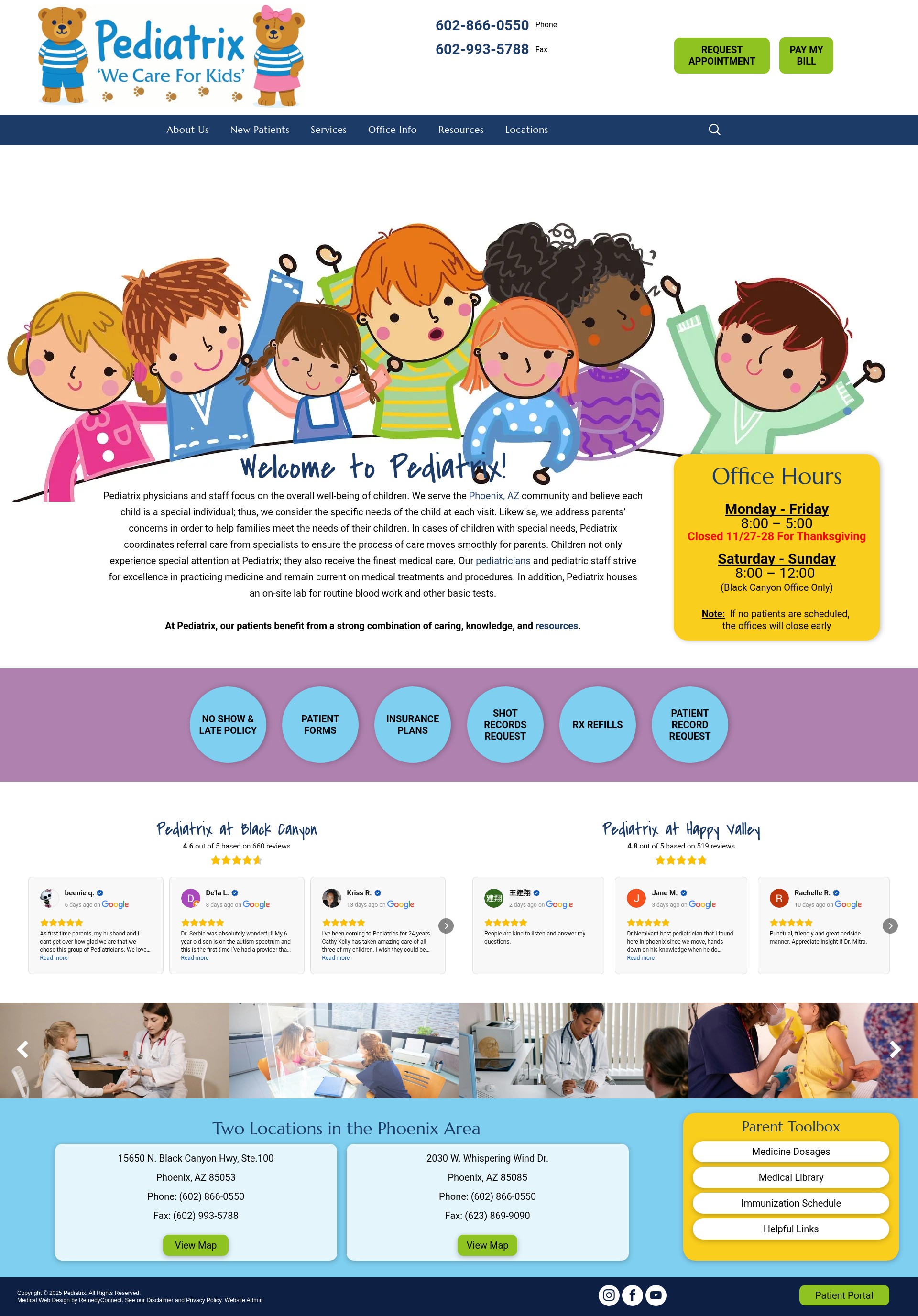 Screenshot of pediatrixmd.com