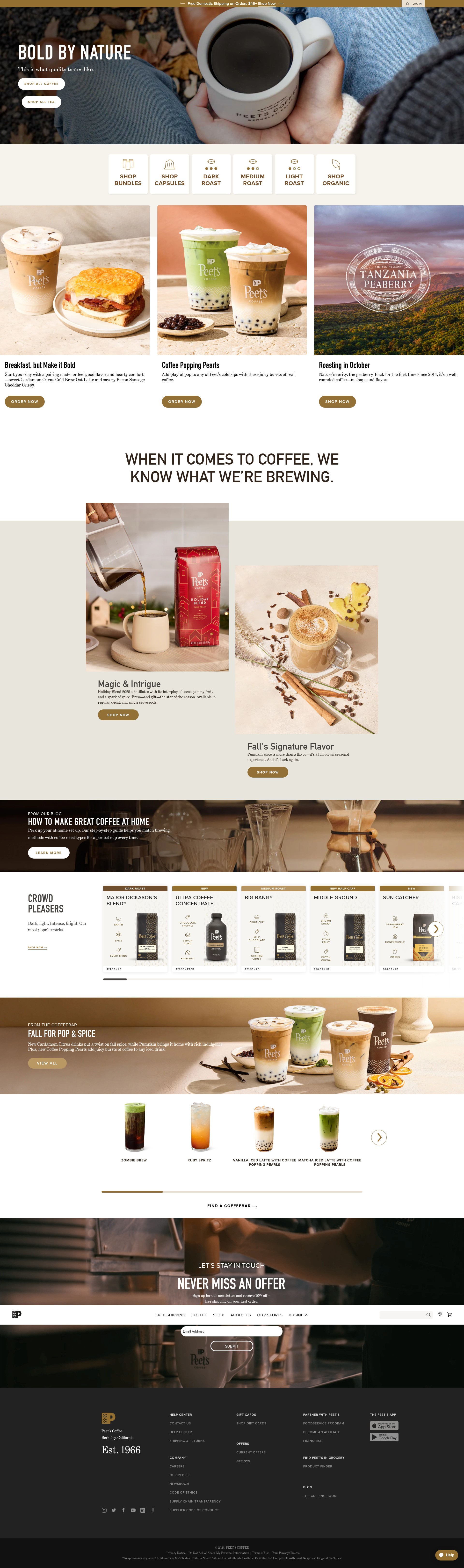 Screenshot of peets.com