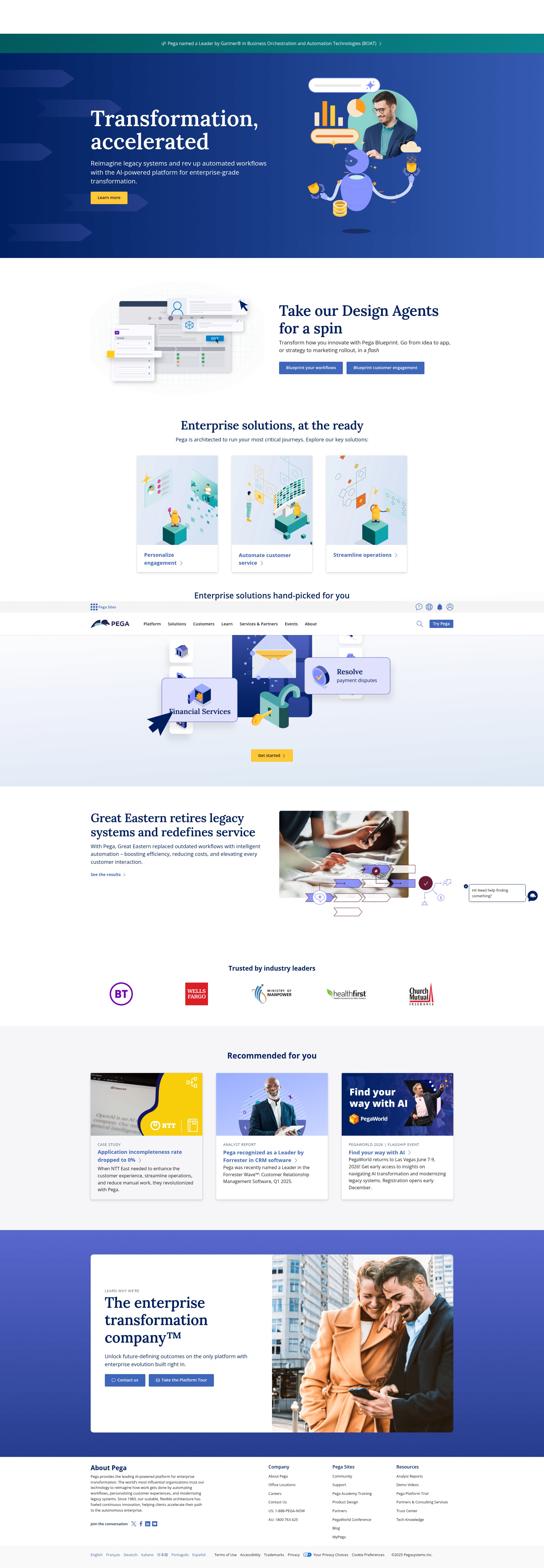 Screenshot of pega.com