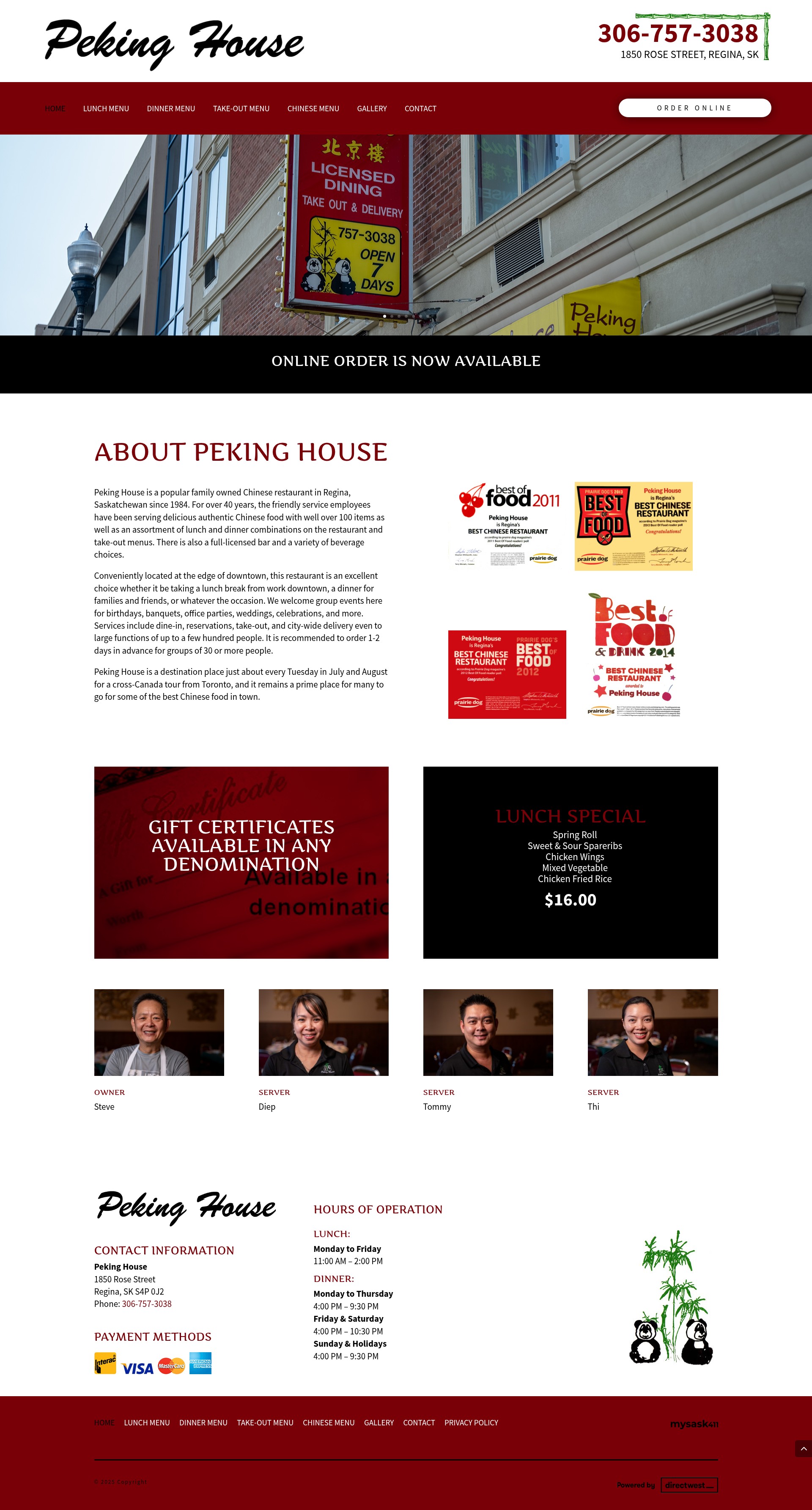 Screenshot of pekinghouse.ca