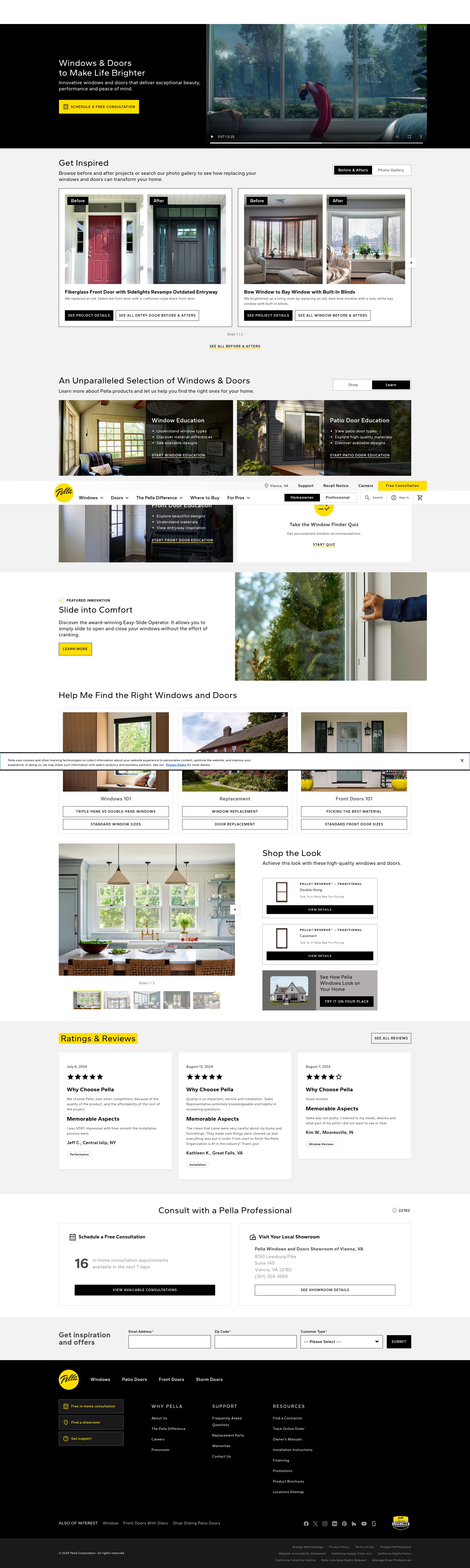 Screenshot of pella.com