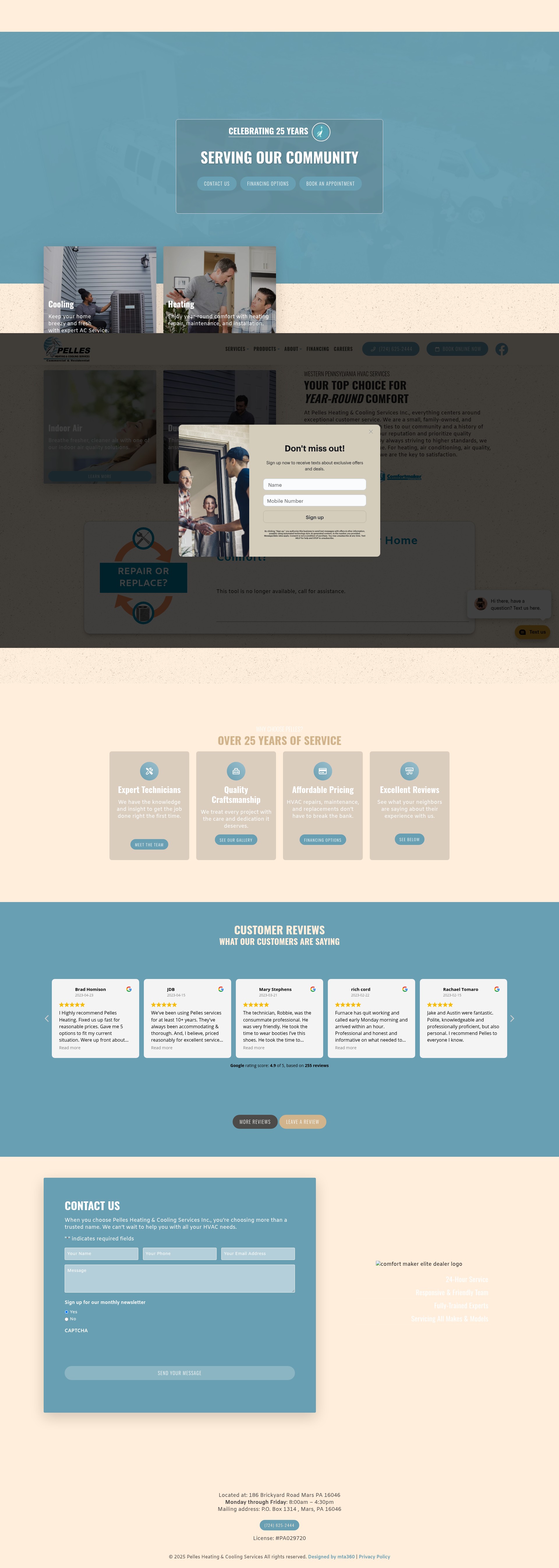Screenshot of pelleshvac.com
