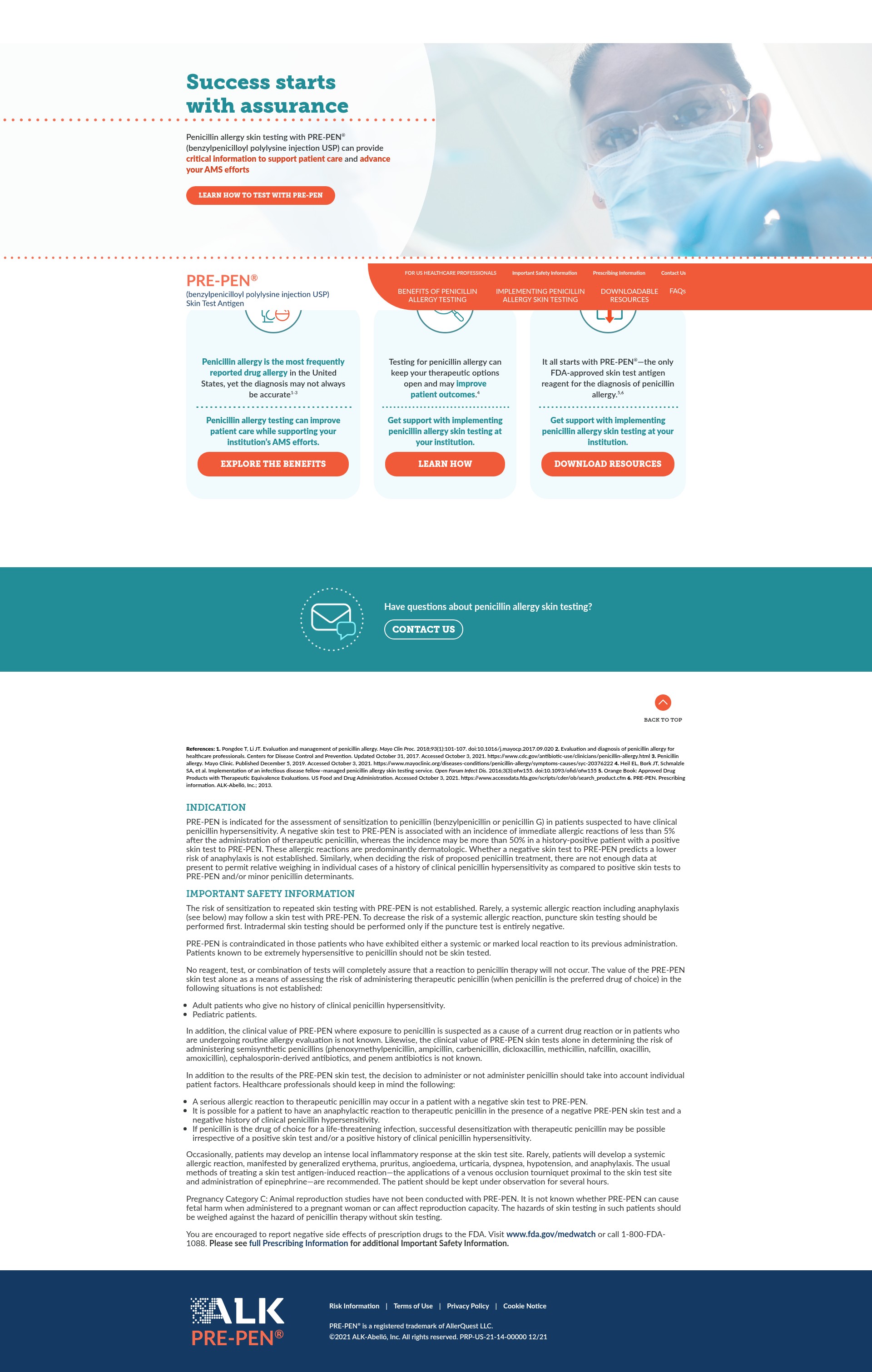 Screenshot of penallergytest.com