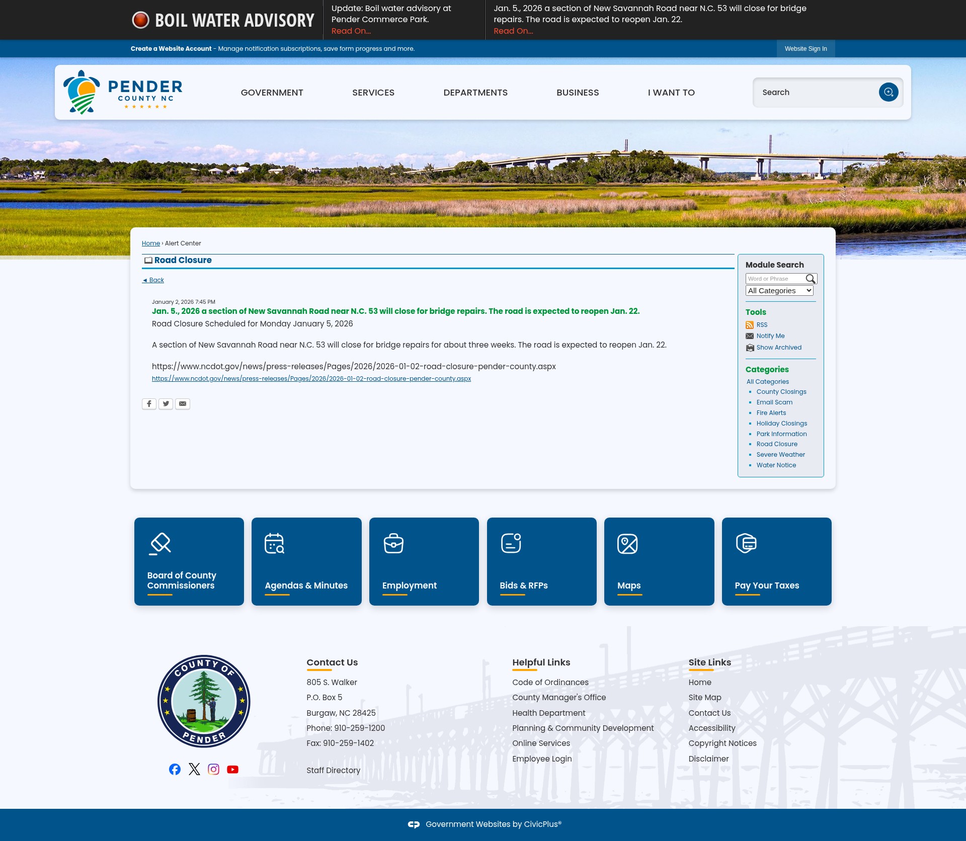 Screenshot of pendercountync.gov