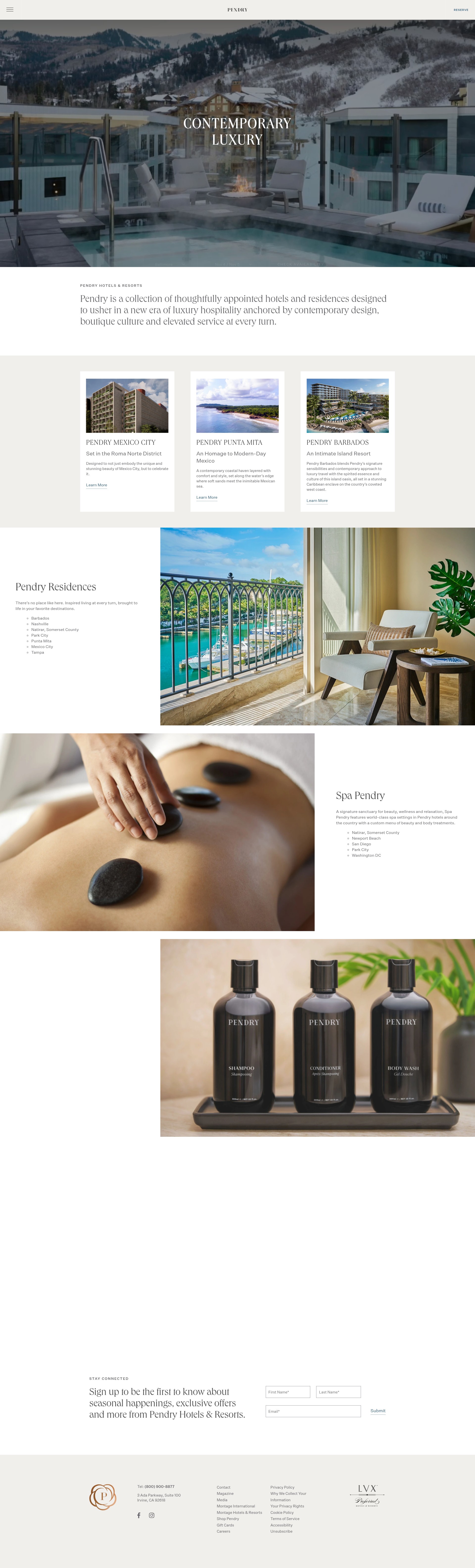 Screenshot of pendryhotels.com