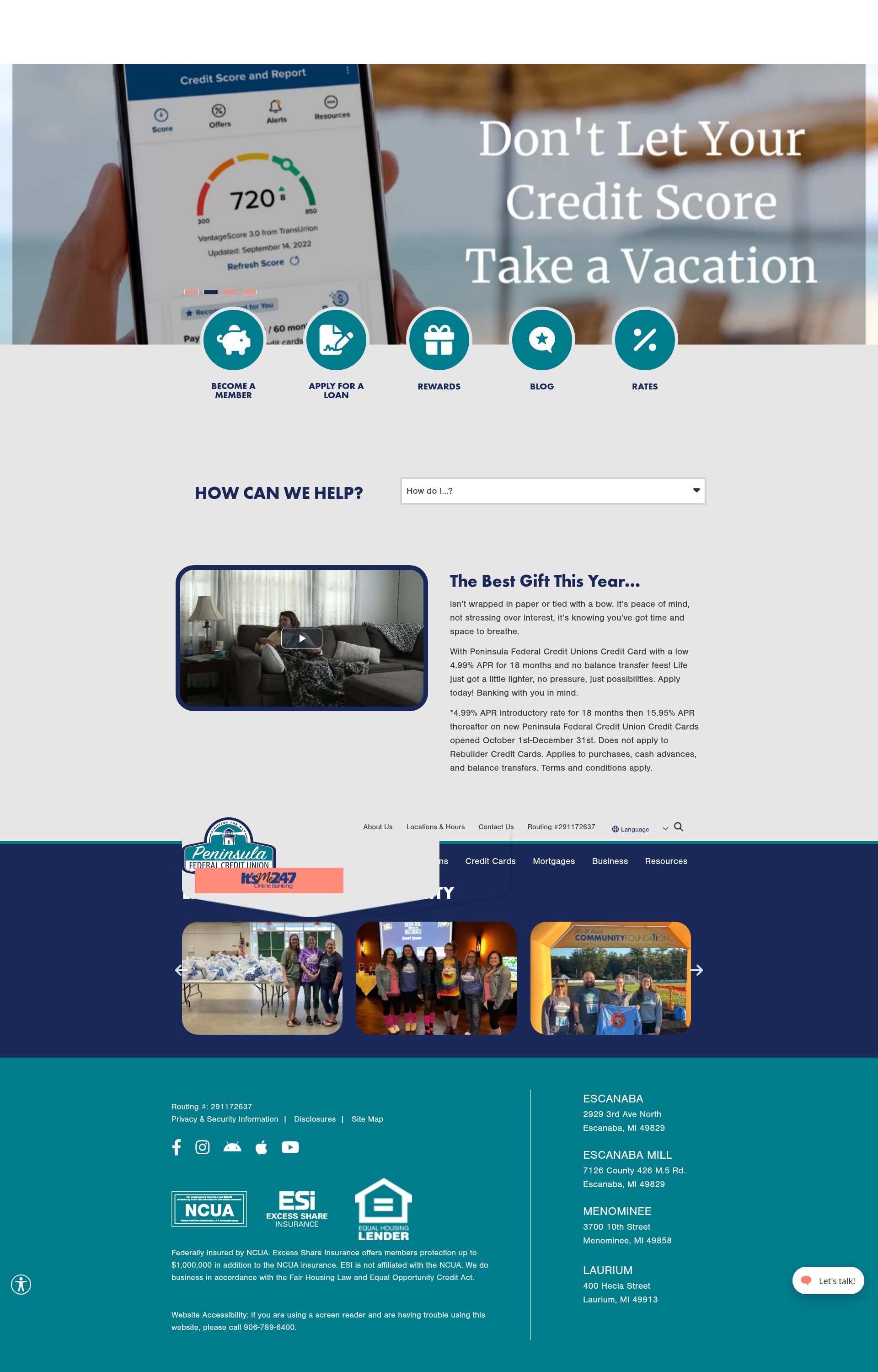 Screenshot of peninsulafcu.com