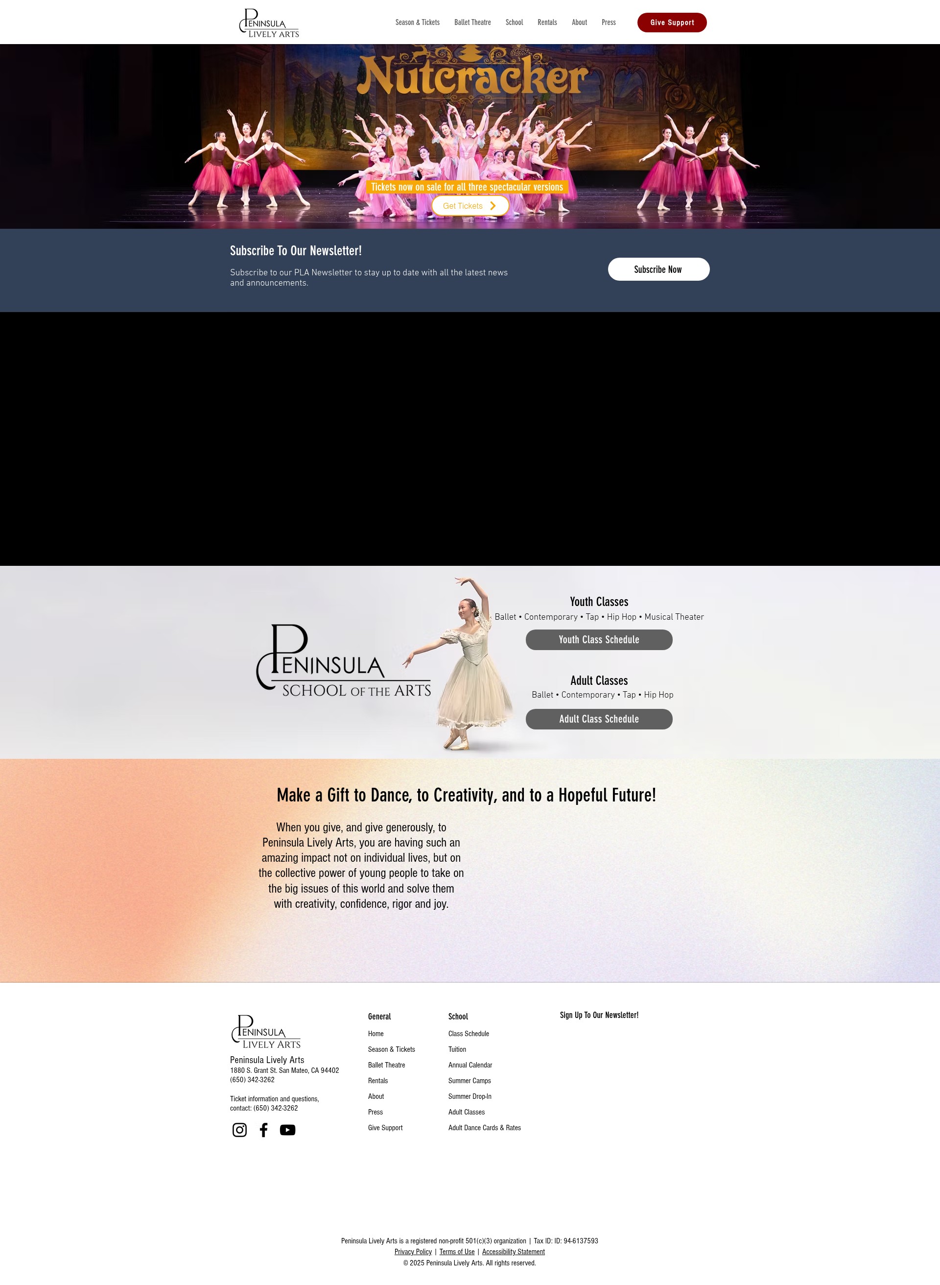 Screenshot of peninsulalivelyarts.org
