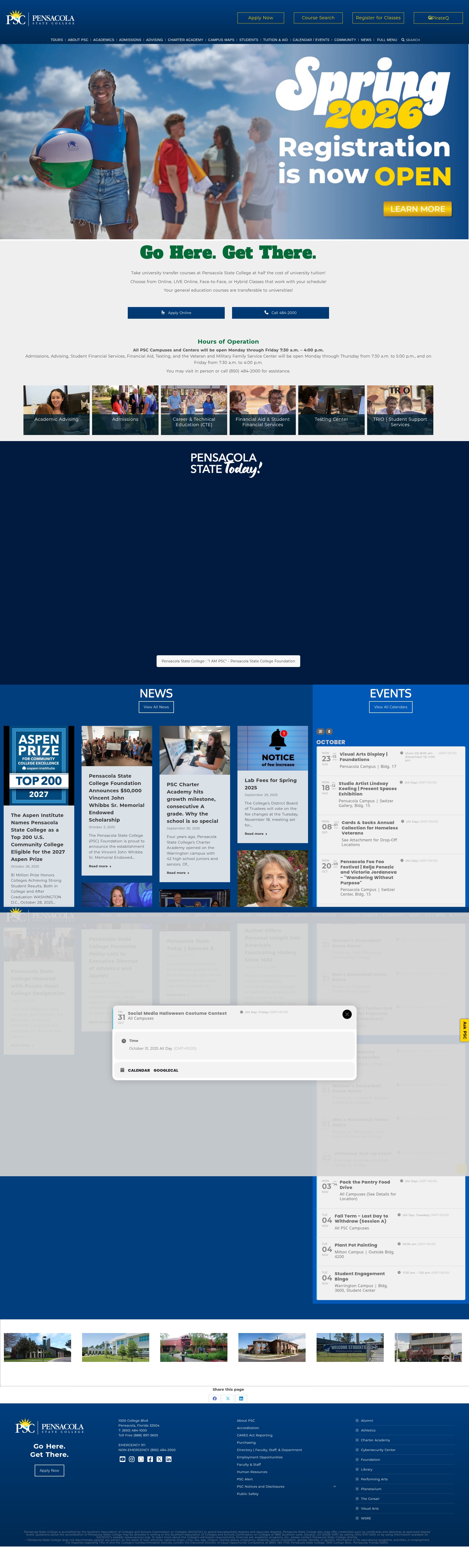 Screenshot of pensacolastate.edu