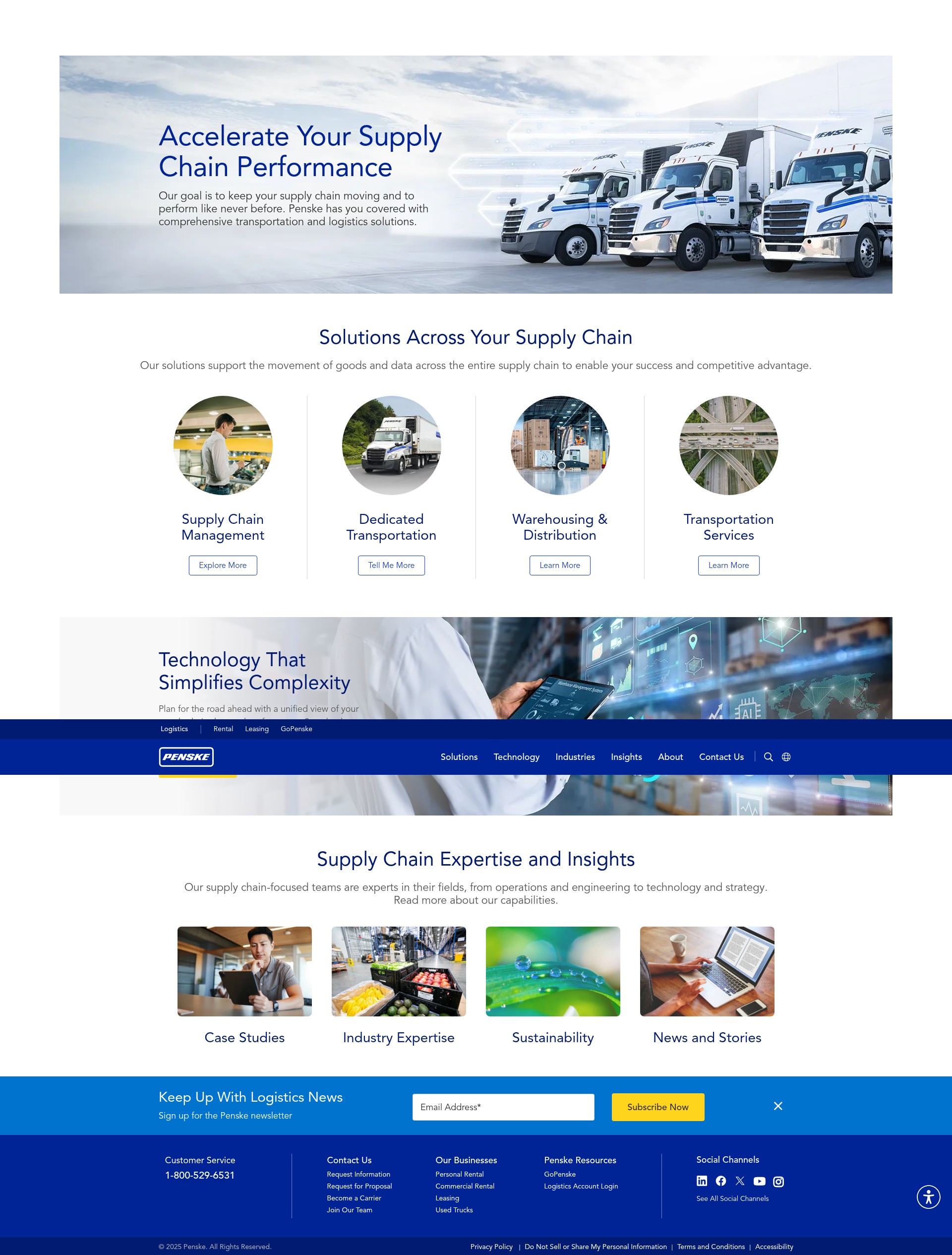 Screenshot of penskelogistics.com