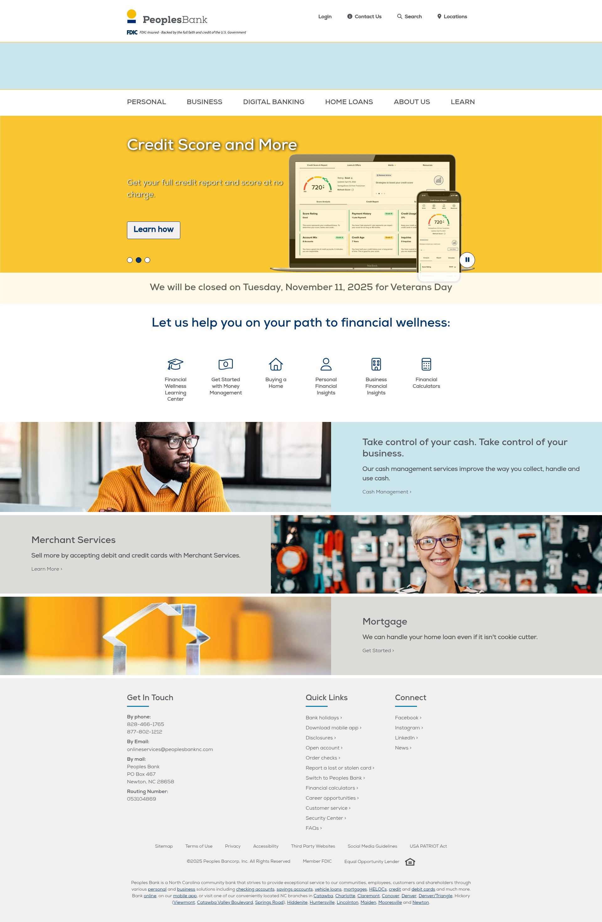 Screenshot of peoplesbanknc.com