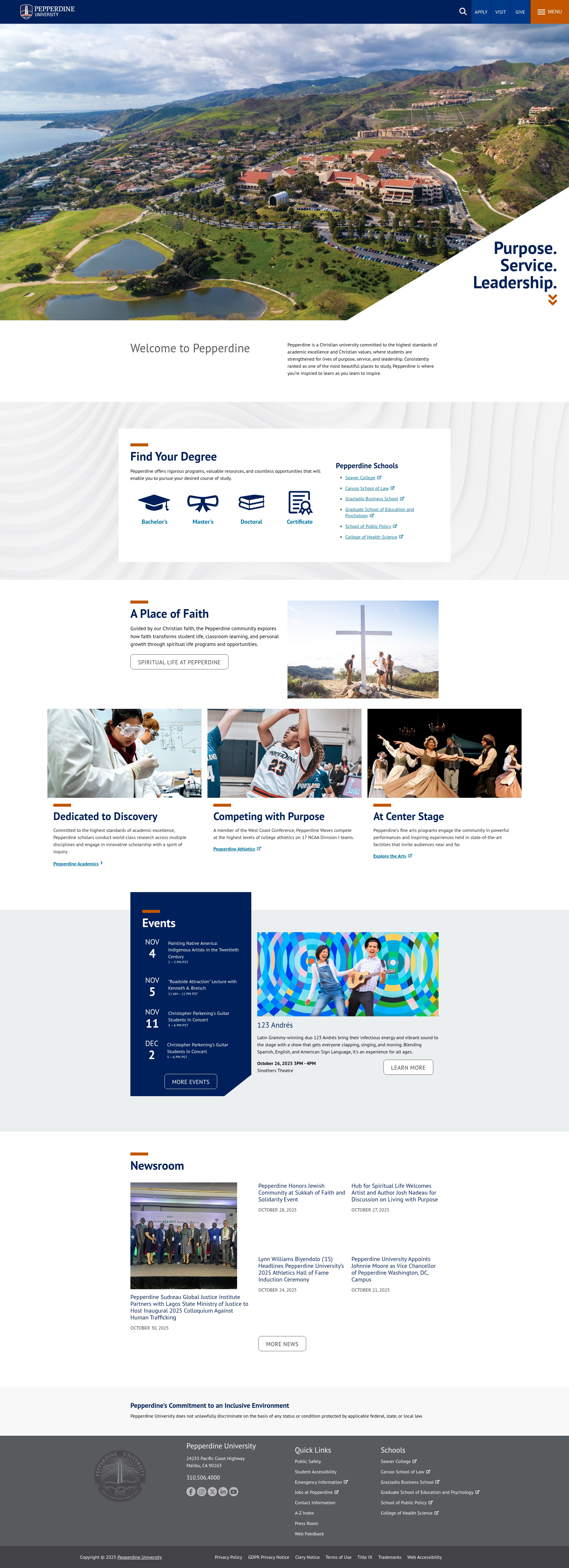 Screenshot of pepperdine.edu