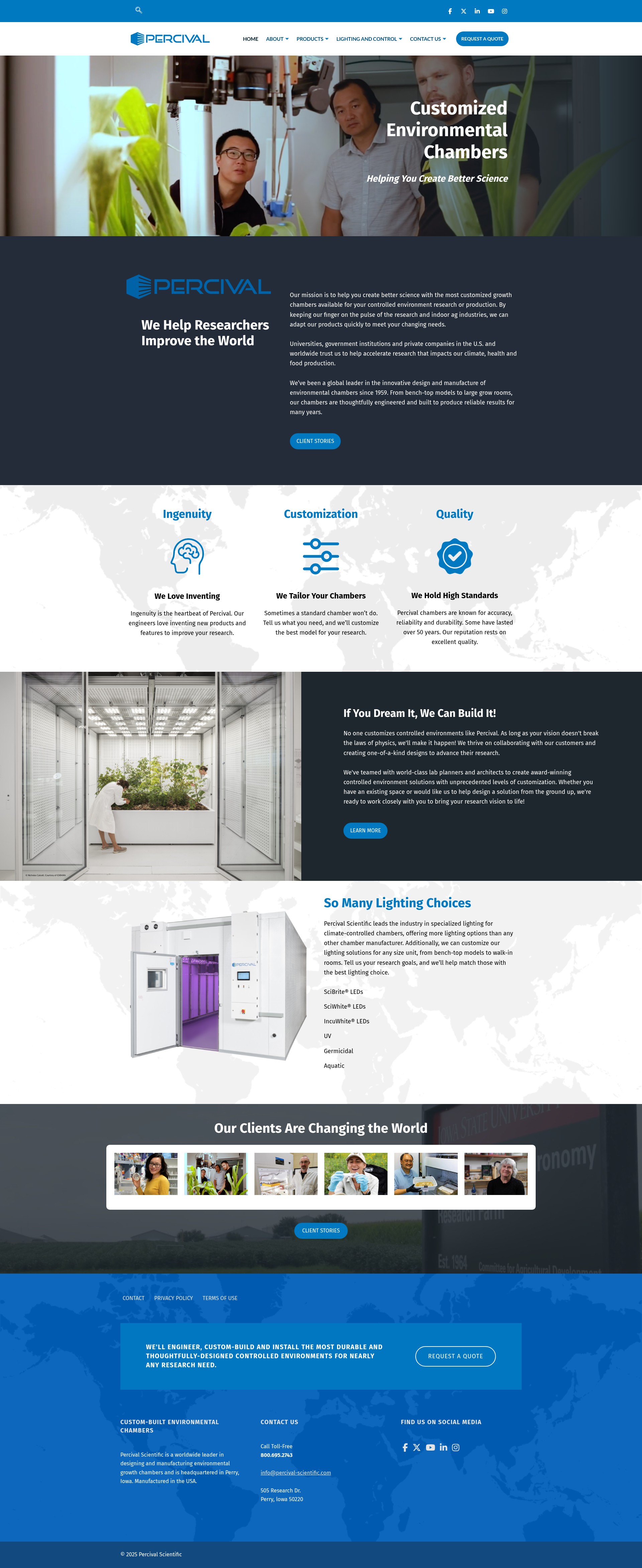 Screenshot of percival-scientific.com