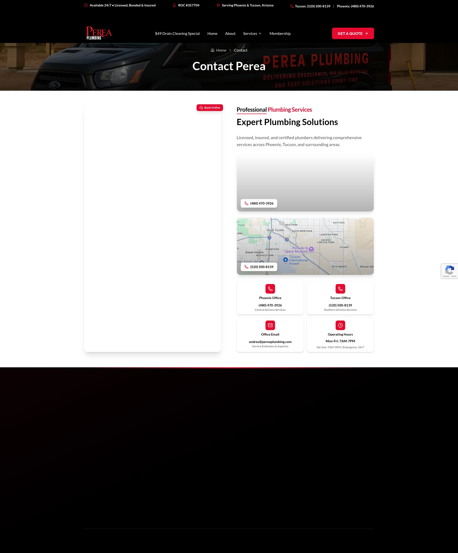 Screenshot of pereaplumbing.com