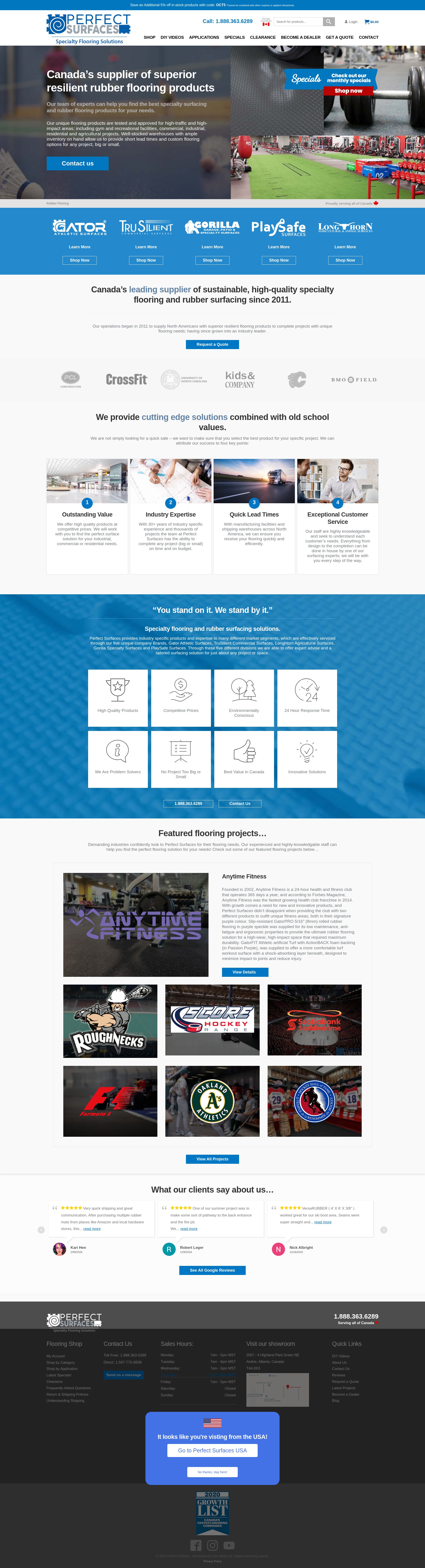 Screenshot of perfectsurfaces.ca